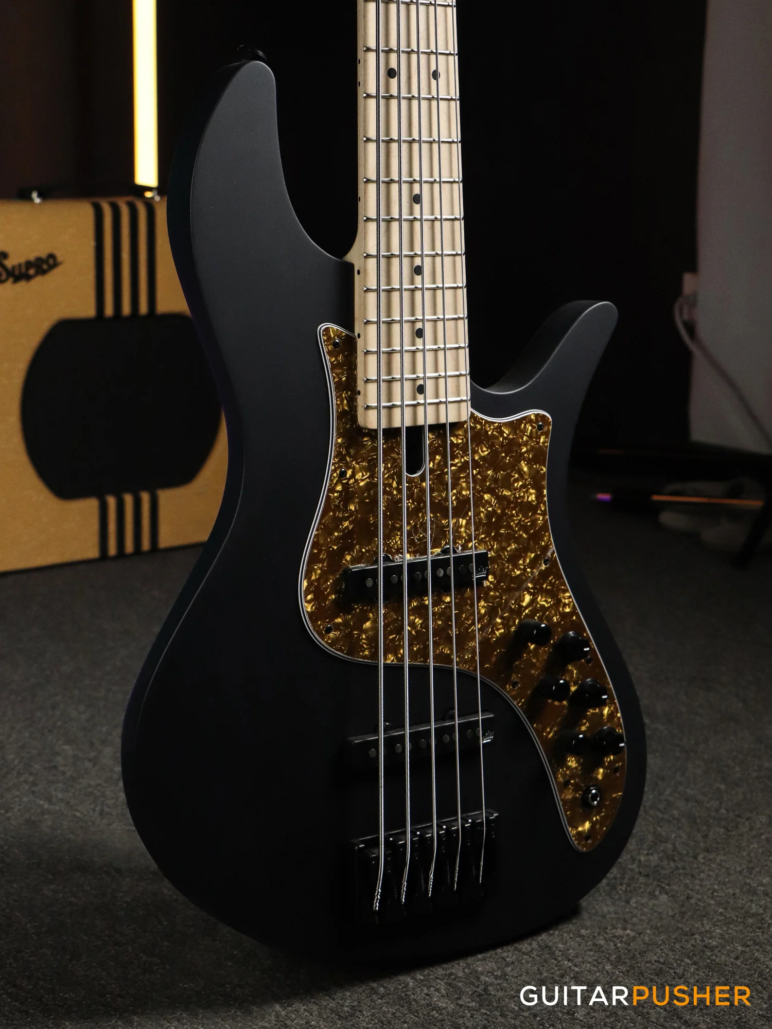 FBASS VF5-J 5-String Bass (Black Matte) - Ash Flat Top Body, Maple Fingerboard - Image 4