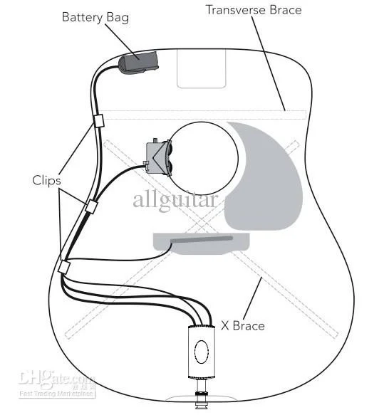 Fishman Sonitone GT-2 Acoustic Guitar Pickup (SON-GT2) Endpin Jack and Internal Battery Bag - Image 4