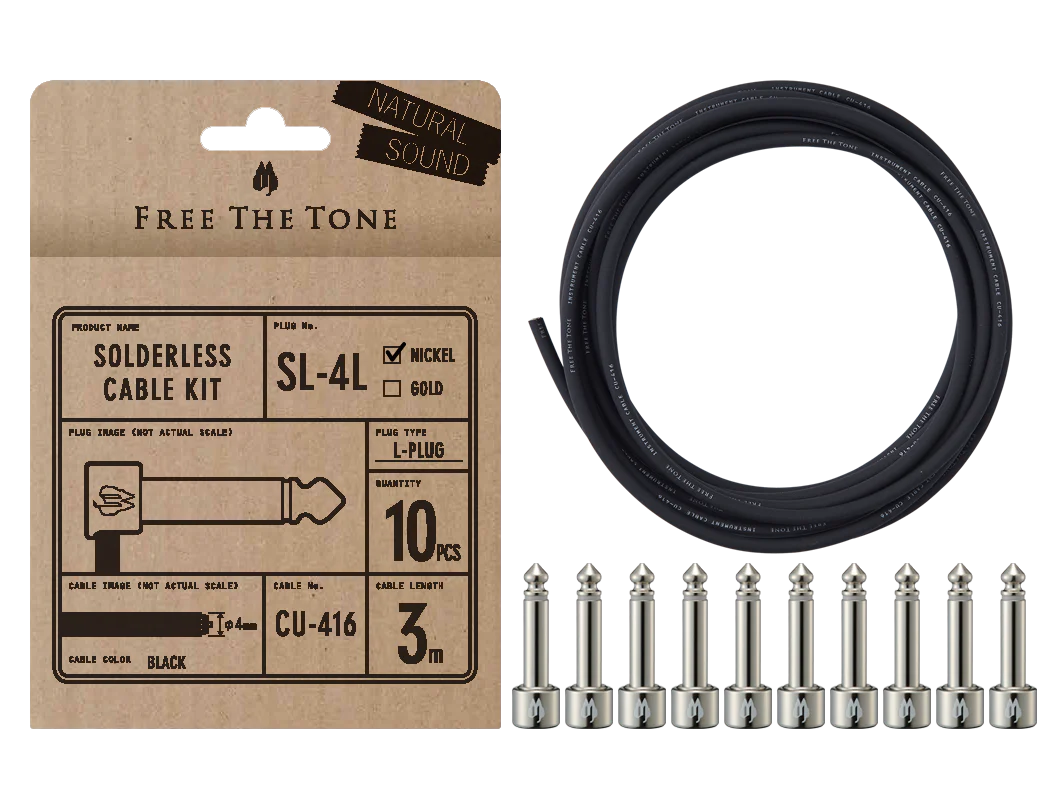 Free The Tone Solderless Patch Cable Kit 10 SL plugs 10ft CU-416 cable