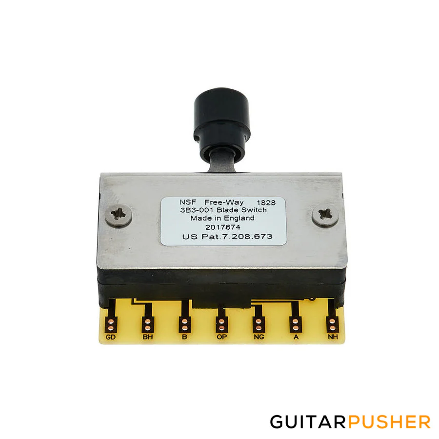 Free-way 3 position by 3 Blade Switch with Black Lever Tip (Tele-style)