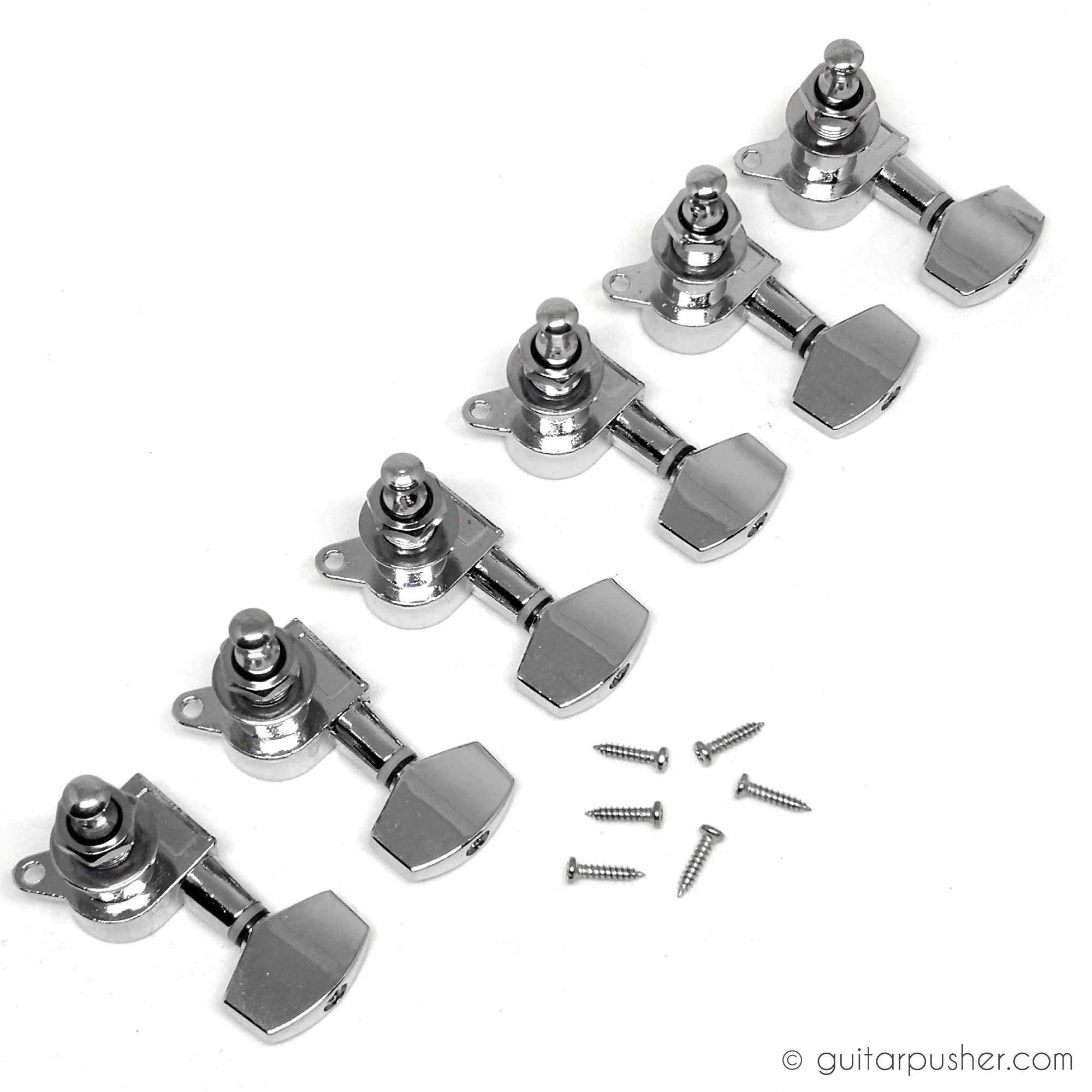 G-Craft 6-inline Machine Head Tuner for Electric Guitar - LEFTY/Reverse Headstock - Chrome - Image 2