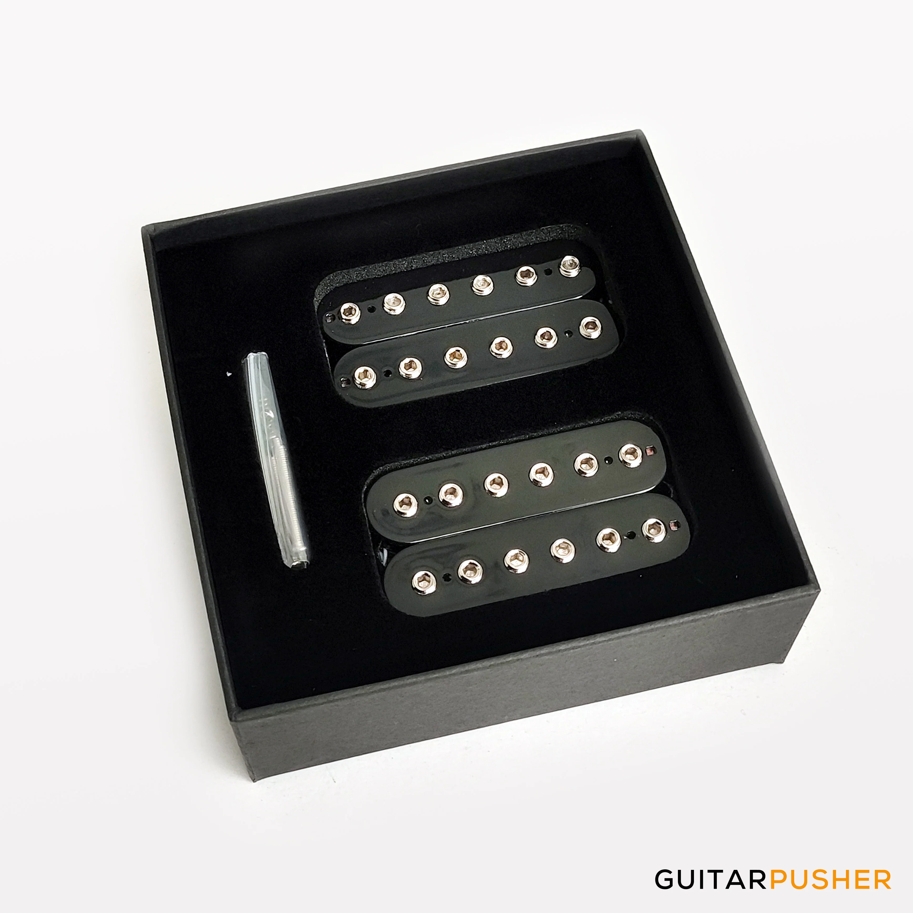 Godwound Thanos Modern Guitar Humbucker Pickup Set - 53mm F Spacing (Open Black, Nickel Bolts) - Image 2