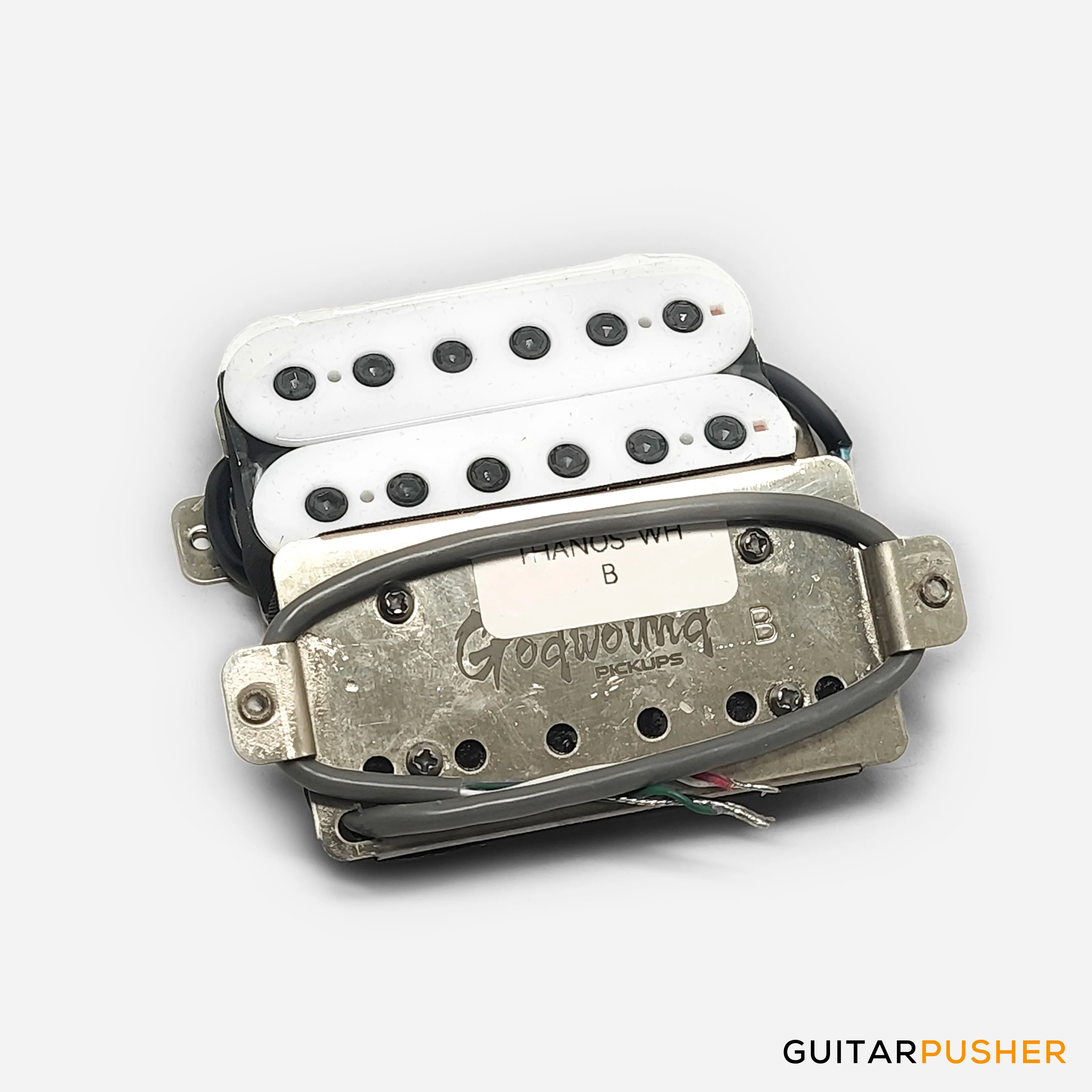 Godwound Thanos Modern Guitar Humbucker Pickup Set - 53mm F Spacing (Open White, Black Bolts) - Image 3