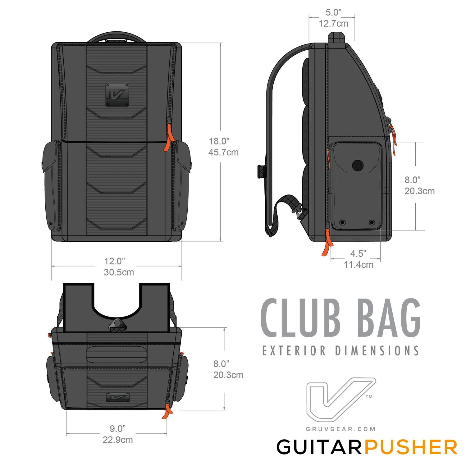 Gruv Gear Club Bag Flight-Smart Tech Backpack - Black/Orange - Image 3