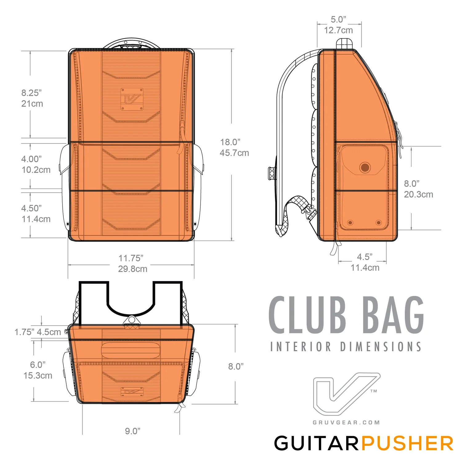 Gruv Gear Club Bag Flight-Smart Tech Backpack - Black/Orange - Image 4