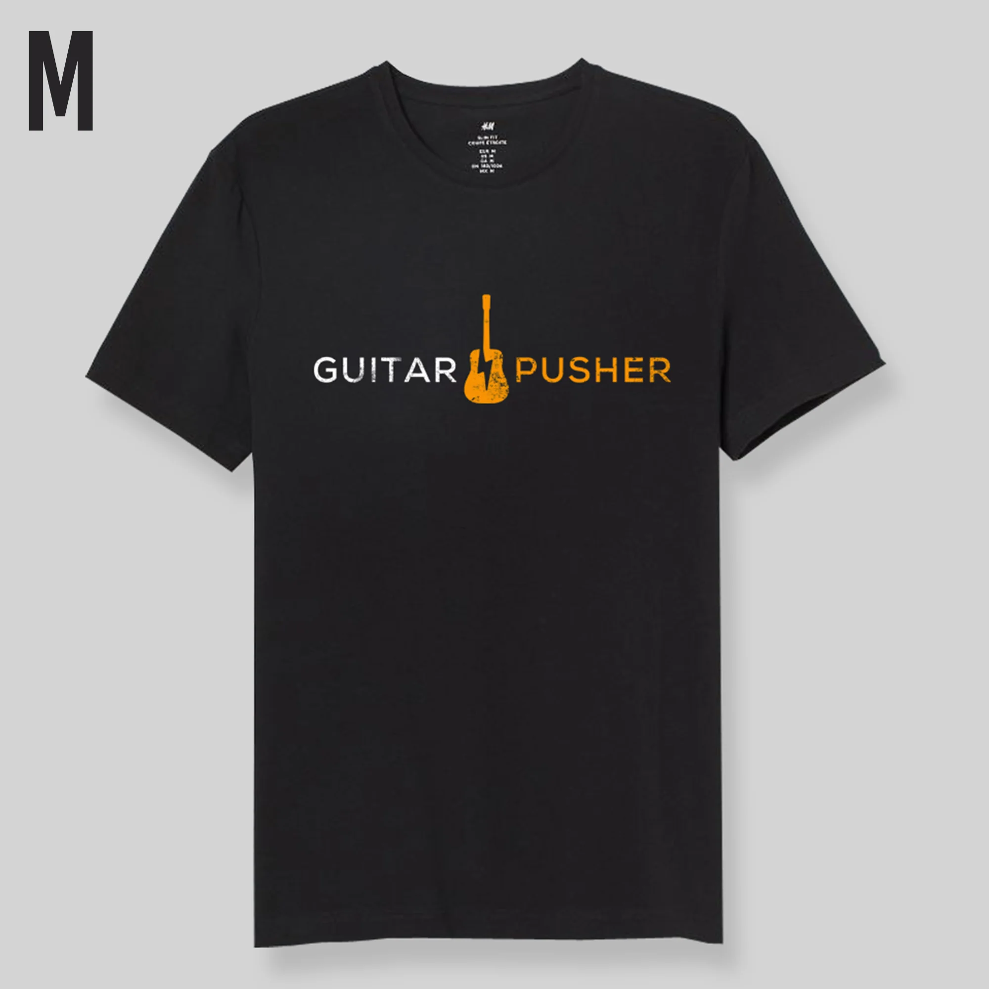 Guitar Pusher Modern Acoustic Logo T-Shirt - Black - Image 3