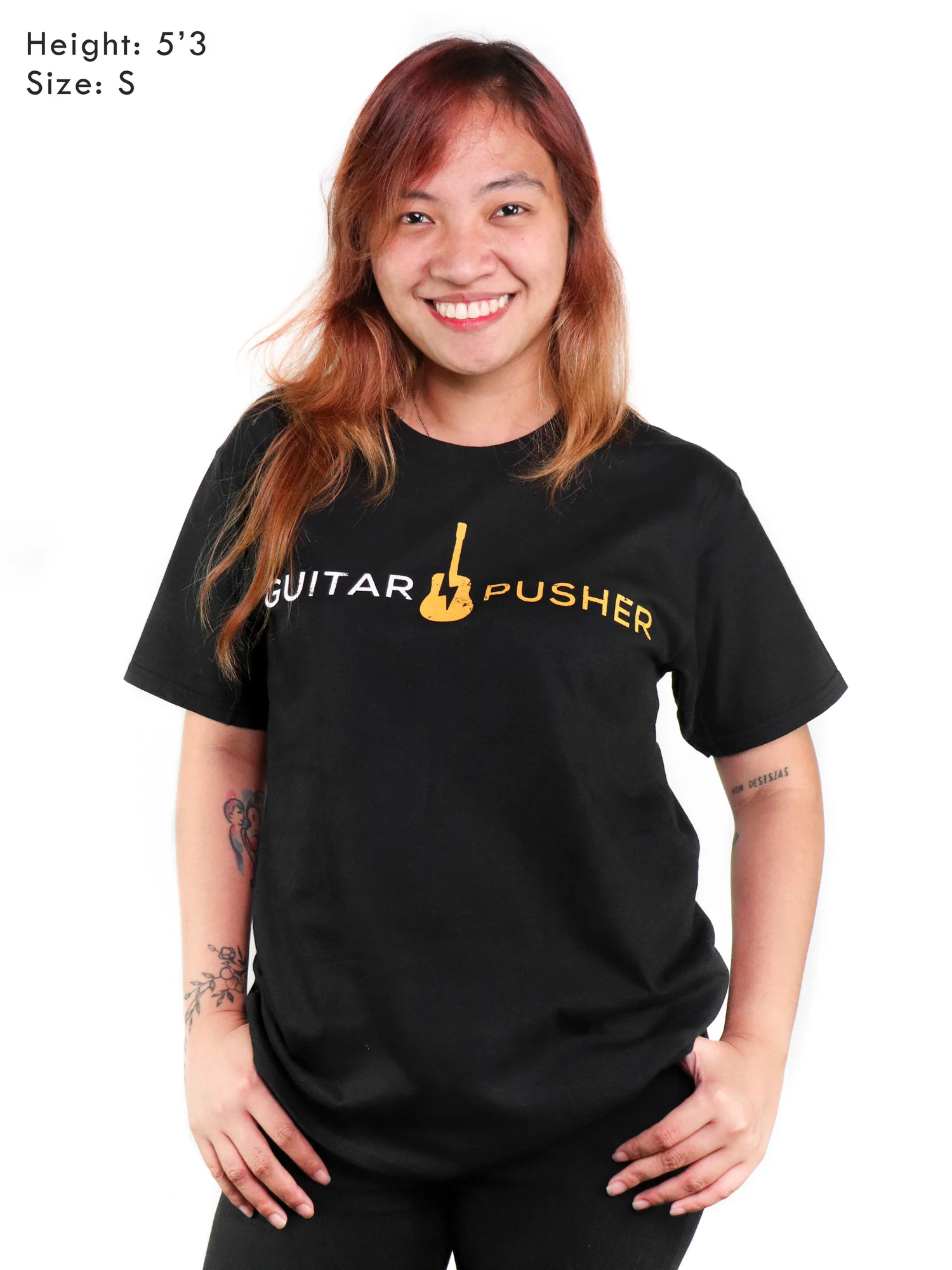 Guitar Pusher Modern Acoustic Logo T-Shirt - Black - Image 8