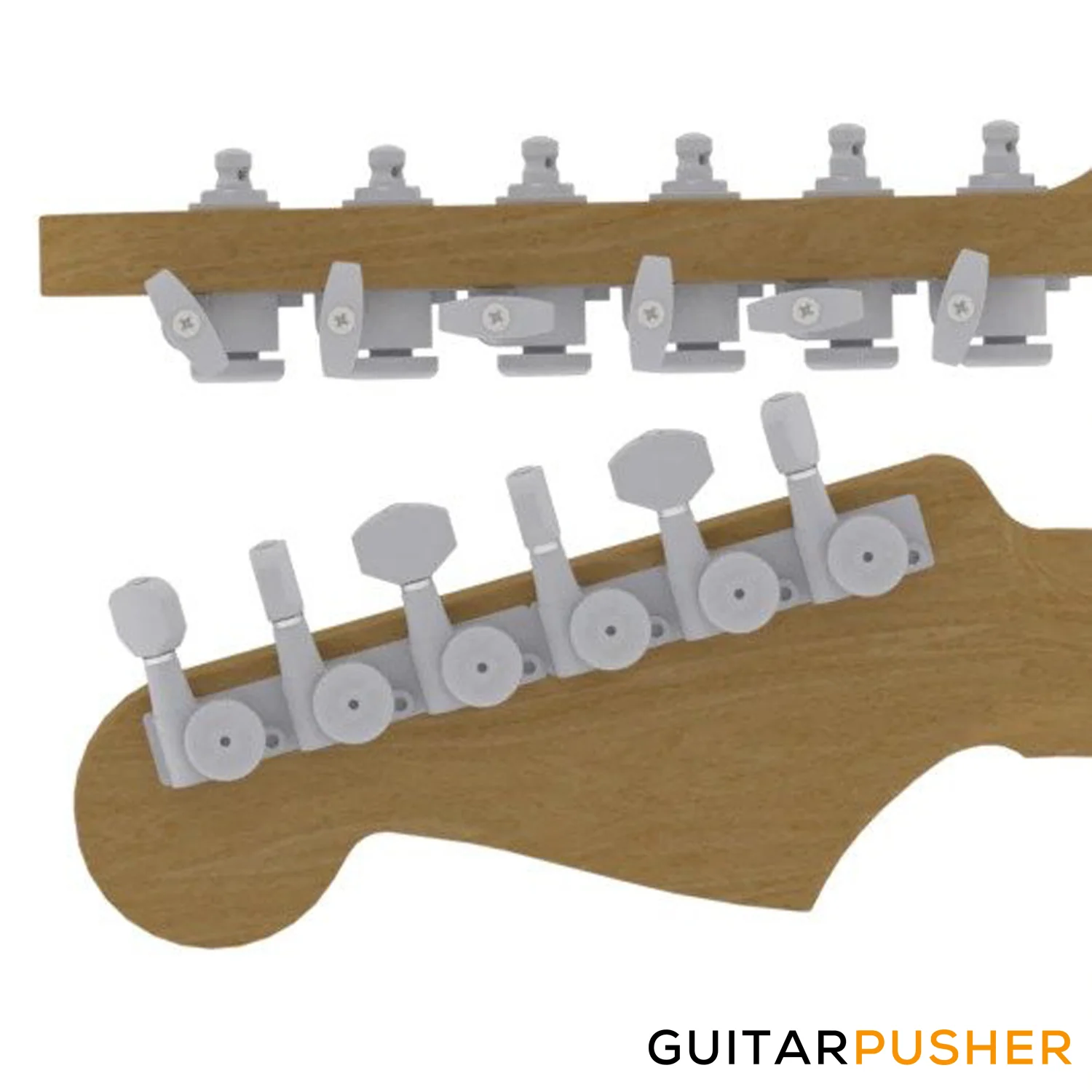 Hipshot Grip-Lock Closed Guitar Locking 6-In-Line Machine Head Set (Satin) - Image 2