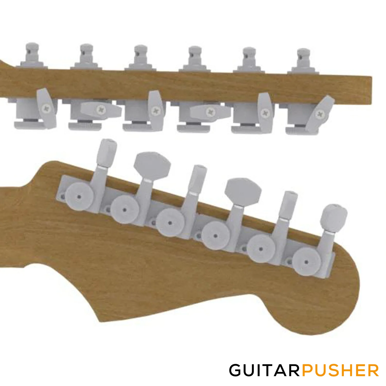 Hipshot Grip-Lock Closed Guitar Locking 6-In-Line Machine Head Set (Satin) - Image 3