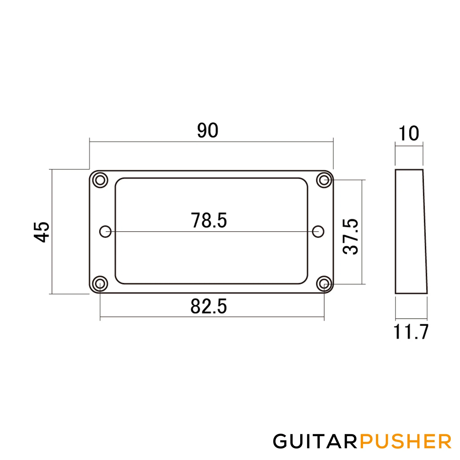 Hosco Flat Humbucker Mounting Ring Bridge - Image 3