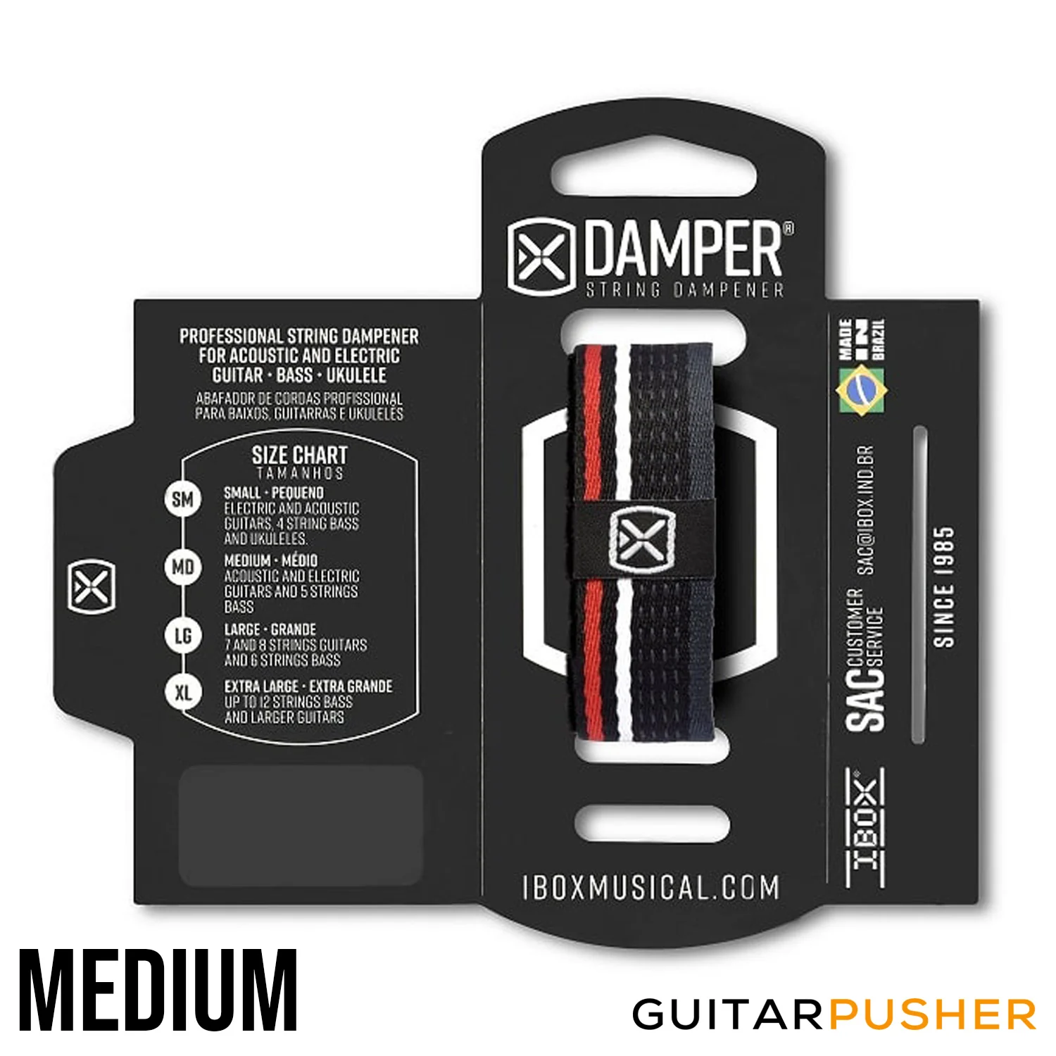 IBOX Brazil Polyester & Fabric Tag String Dampener/Muter (1pc) Striped R/B/W - Image 2