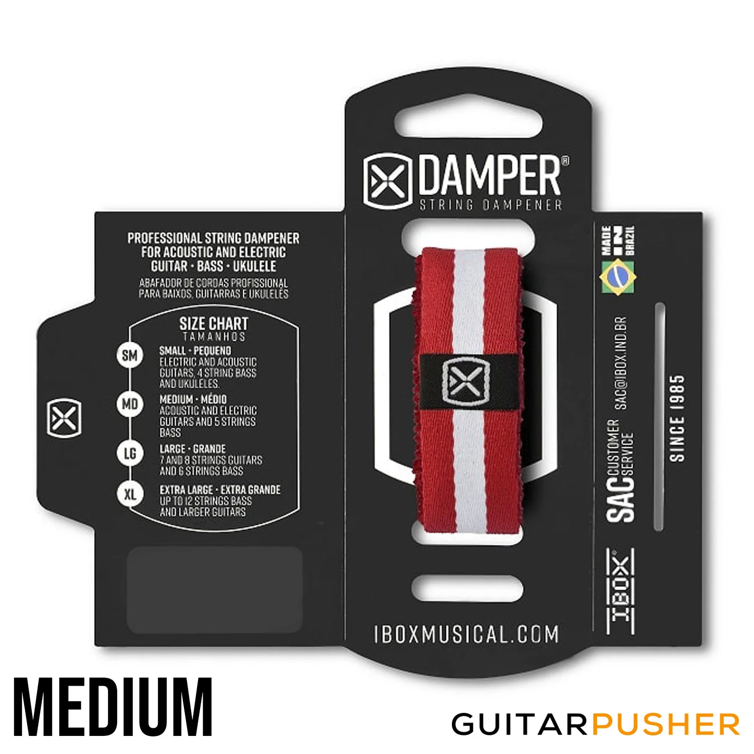 IBOX Brazil Polyester & Fabric Tag String Dampener/Muter (1pc) Striped R/W - Image 2