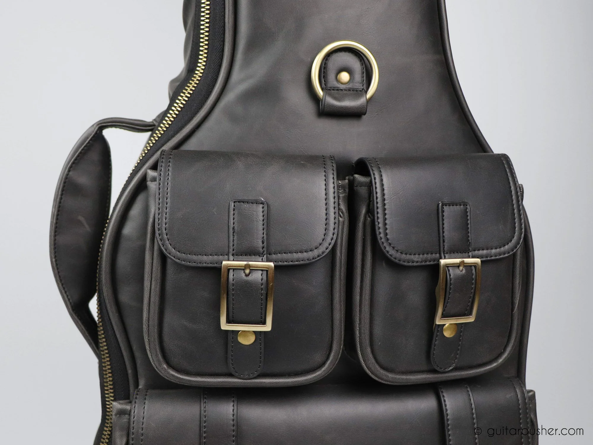 Kavaborg KTP-890B Premium Leather Bass Guitar Gig Bag - Image 15