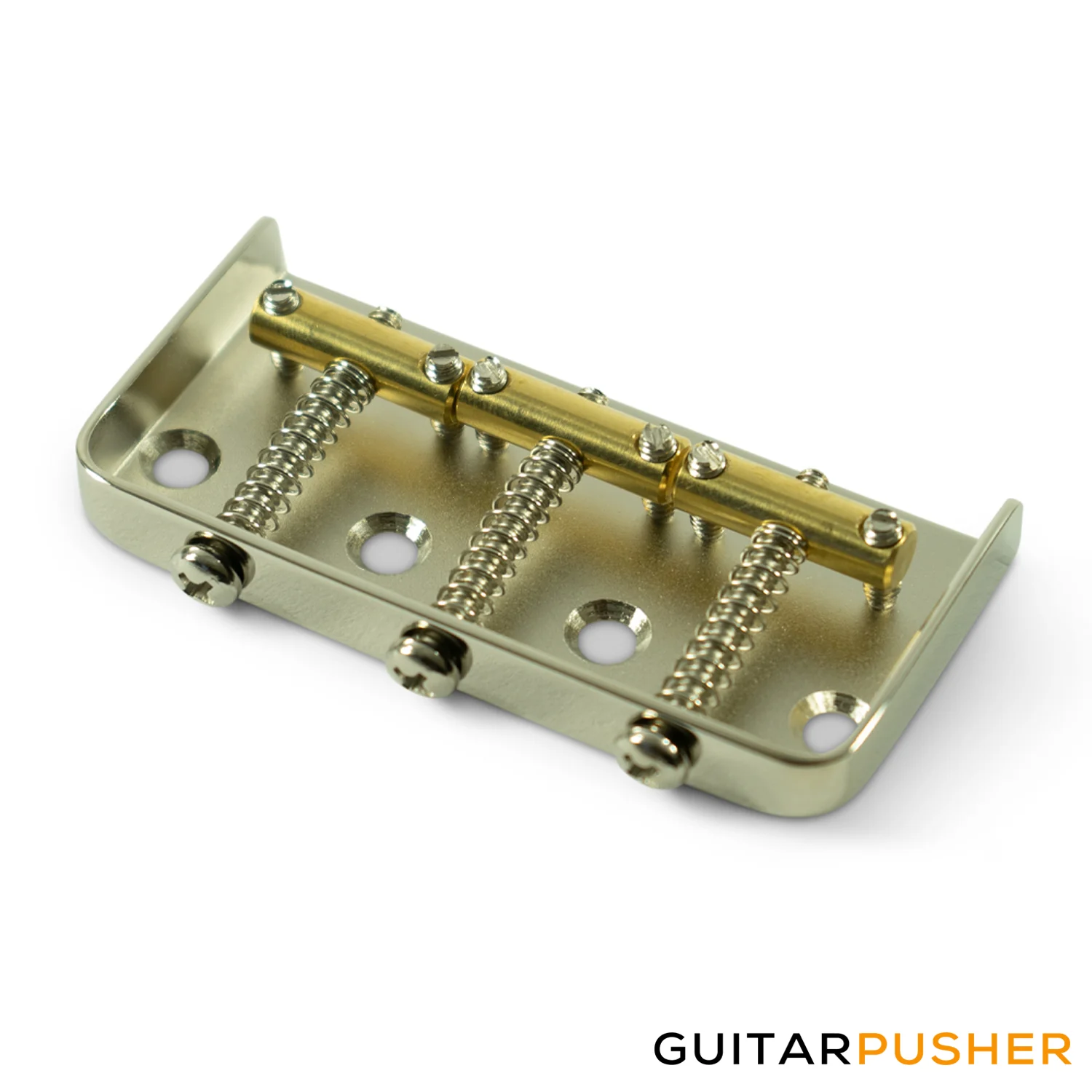 Kluson 1/2 Size Replacement Bridge for Fender Tele - Steel w/ Brass Saddles (Satin Nickel)