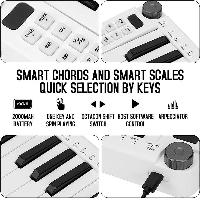 Kokko SMK-25 Mini Portable 25-Key Wireless / USB MIDI Keyboard Controller - Image 2