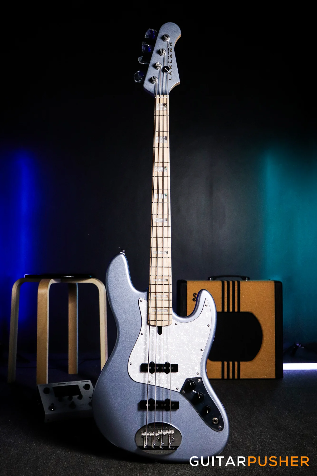 Lakland Skyline Series 44-60 "Vintage J" Custom 4-String JB Bass (Ice Blue Metallic) - Image 2