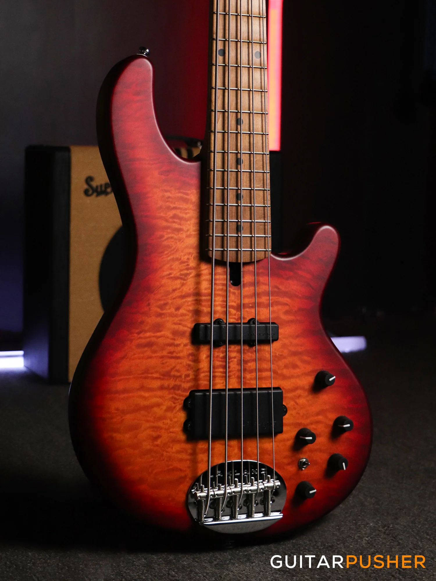 Lakland Skyline Series 55-02 Deluxe 5-String Bass (Satin Cherry Sunburst) - Image 2