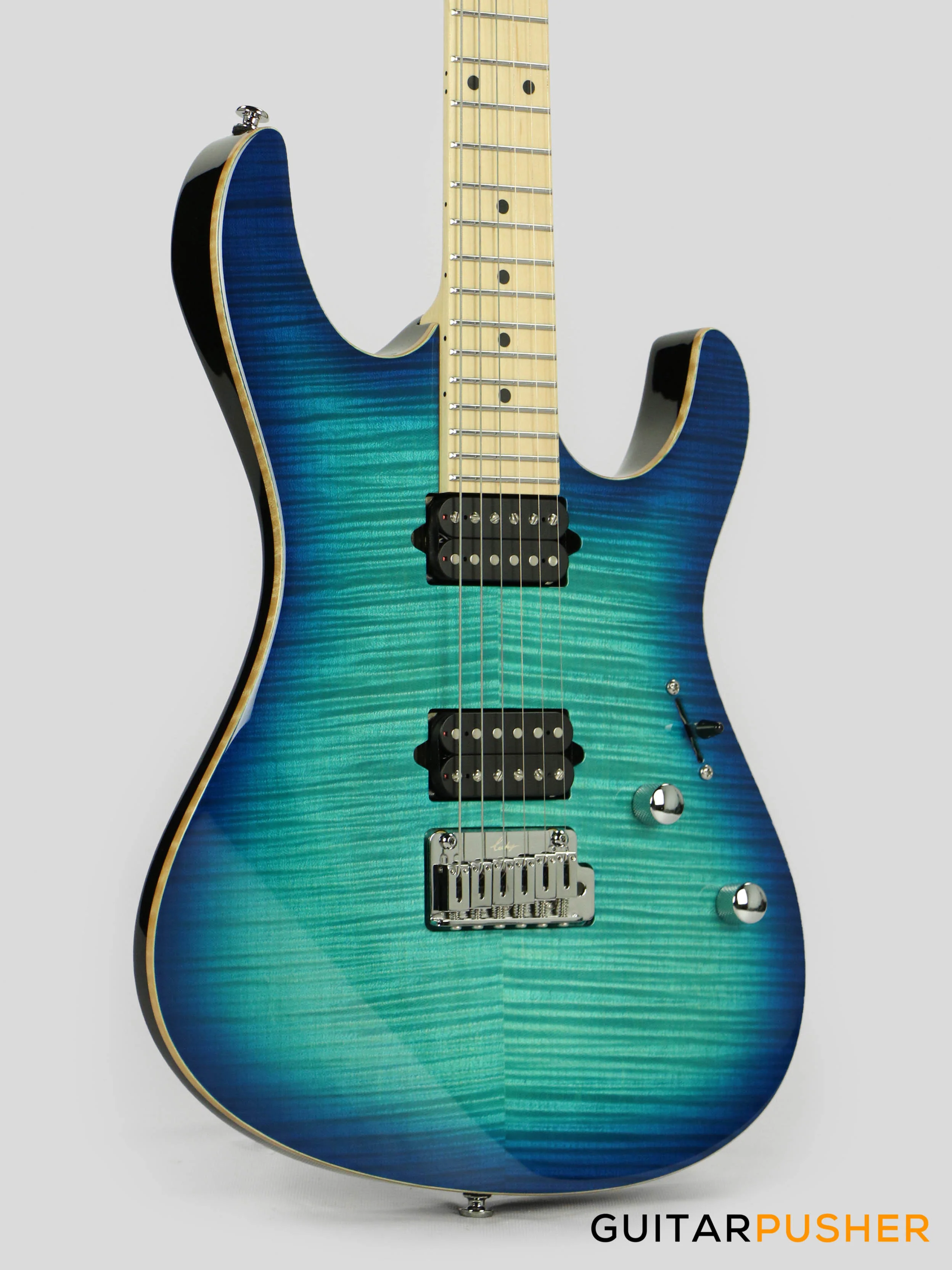 Leeky L-Series L25 HH S-Style(Flamed Maple Top/Maple Fingerboard) - Blue Burst - Image 4