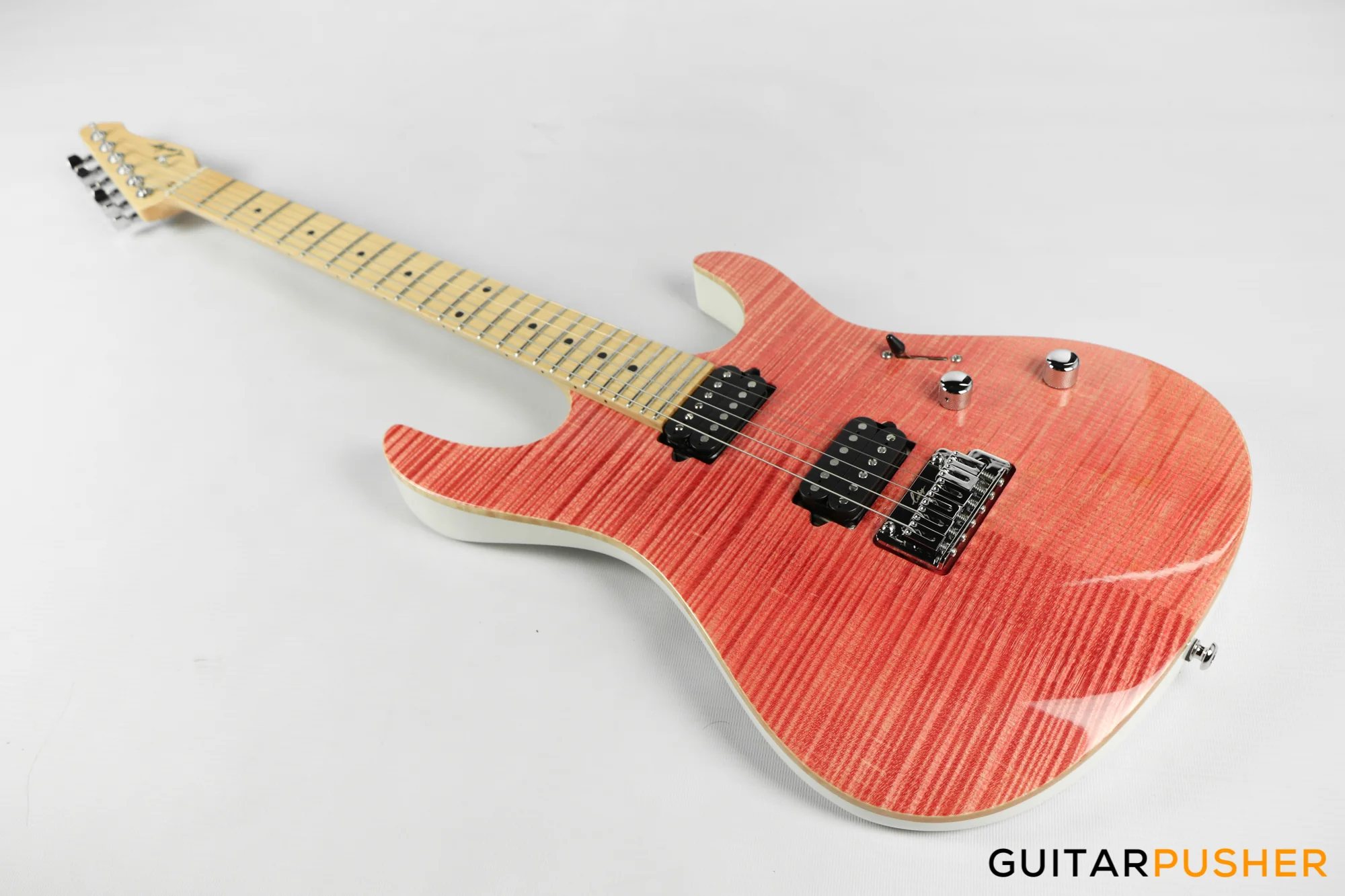 Leeky L-Series L25 HH S Style (Flamed Maple Top/Maple Fingerboard) - Pink - Image 10