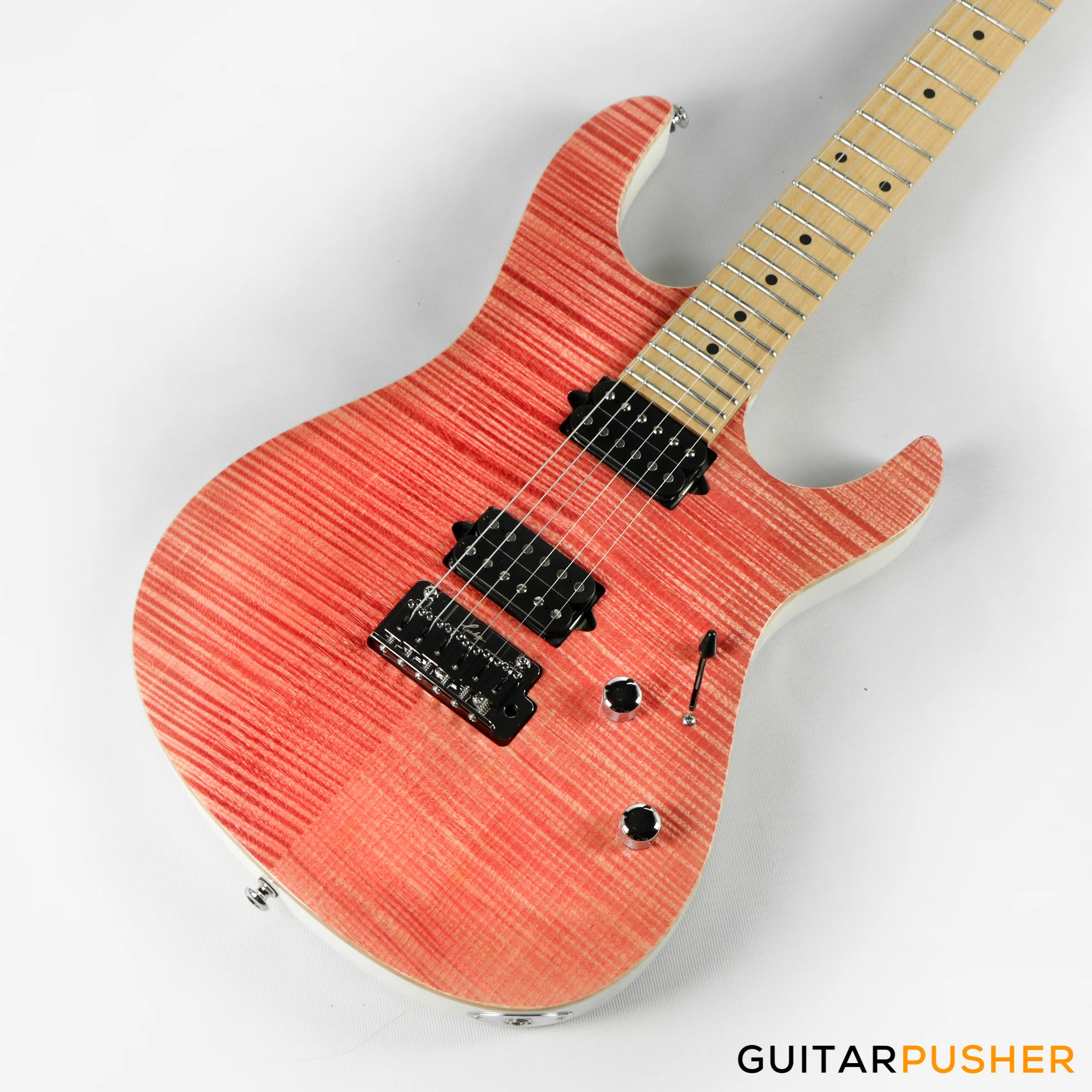 Leeky L-Series L25 HH S Style (Flamed Maple Top/Maple Fingerboard) - Pink - Image 11