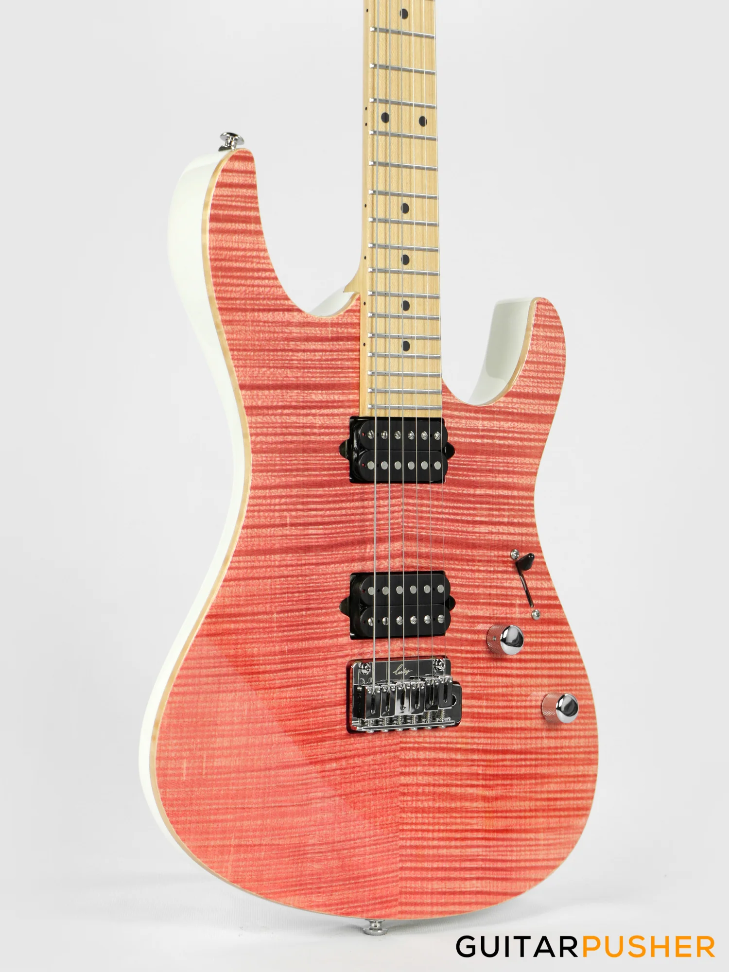 Leeky L-Series L25 HH S Style (Flamed Maple Top/Maple Fingerboard) - Pink - Image 6