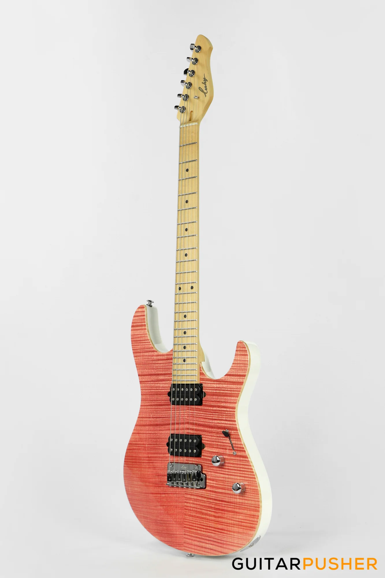 Leeky L-Series L25 HH S Style (Flamed Maple Top/Maple Fingerboard) - Pink - Image 8