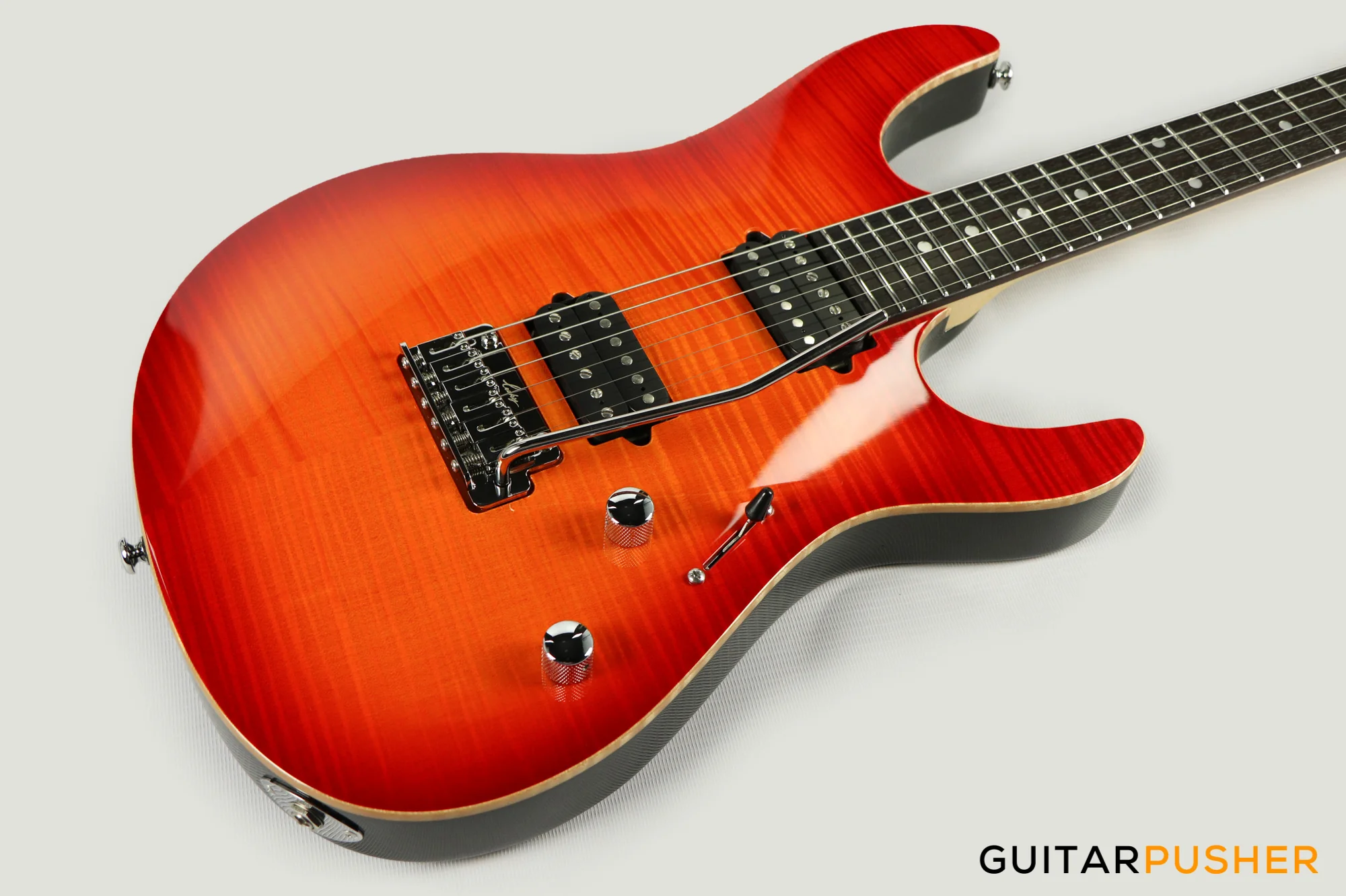 Leeky L-Series L25 HH S Style (Flamed Maple Top/Rosewood Fingerboard) - Fireburst - Image 12