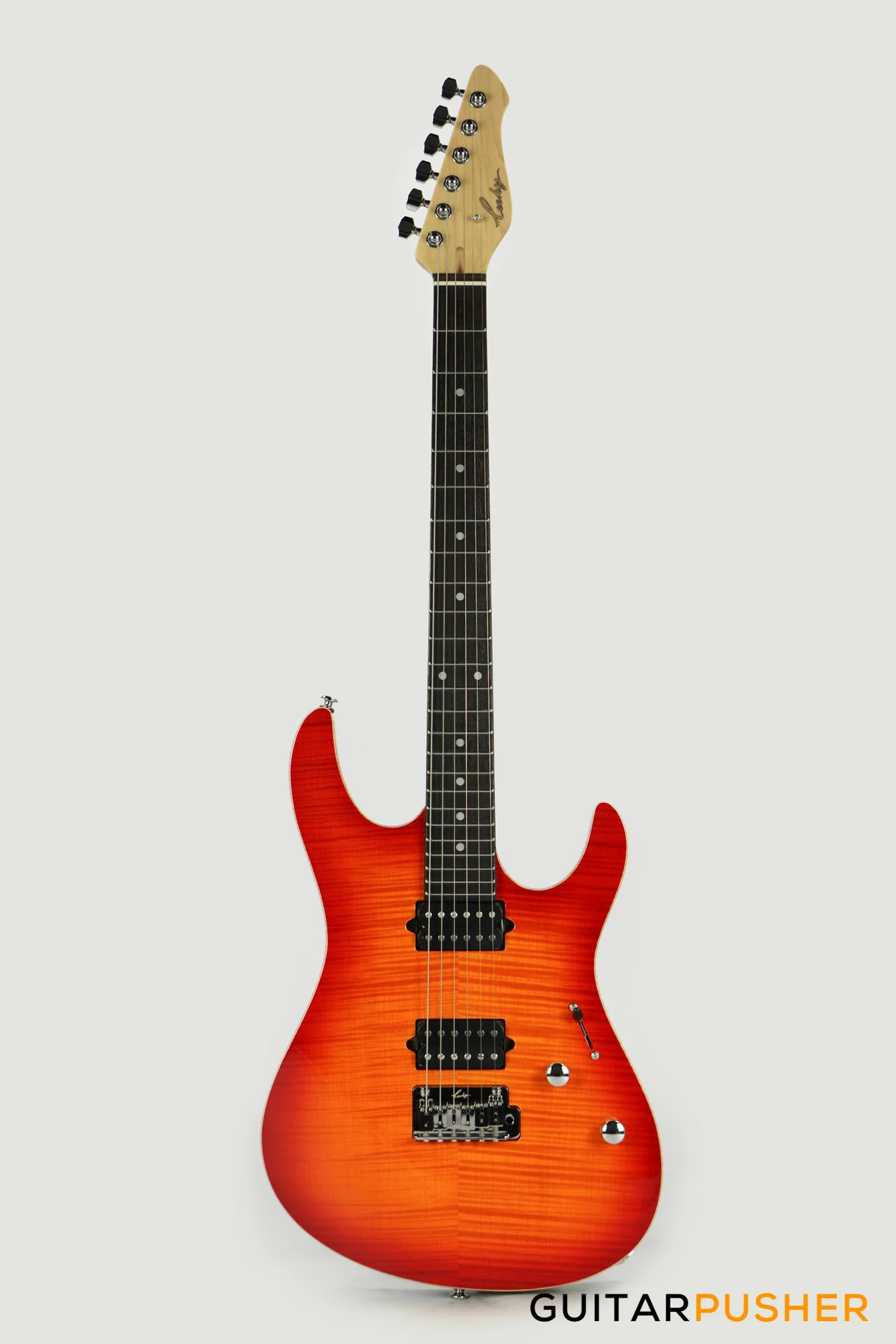 Leeky L-Series L25 HH S Style (Flamed Maple Top/Rosewood Fingerboard) - Fireburst - Image 2