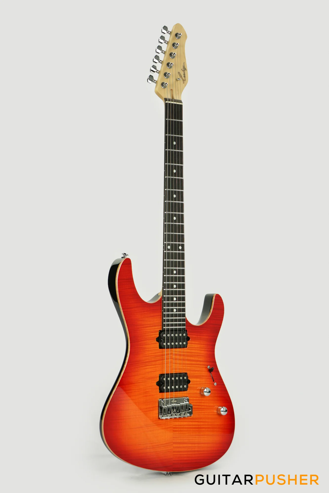 Leeky L-Series L25 HH S Style (Flamed Maple Top/Rosewood Fingerboard) - Fireburst - Image 3