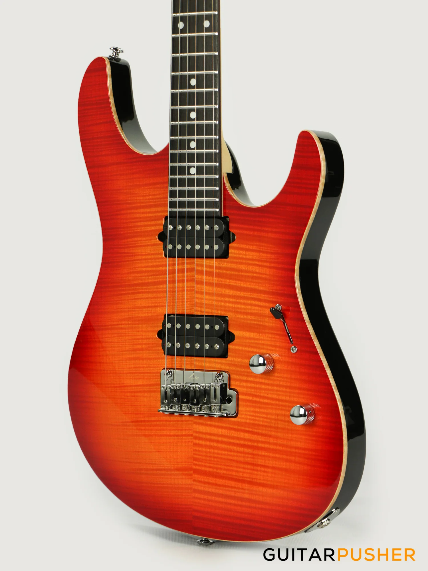 Leeky L-Series L25 HH S Style (Flamed Maple Top/Rosewood Fingerboard) - Fireburst - Image 9