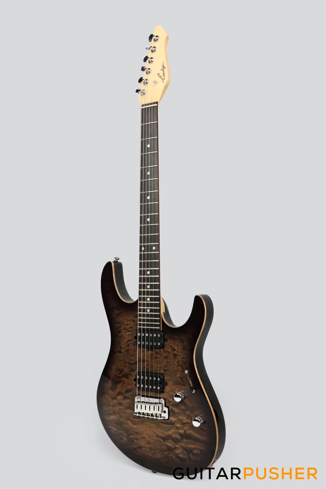 Leeky L-Series L25 S Style Electric Guitar (Flamed Maple Top/Rosewood Fingerboard) - Transblack - Image 10