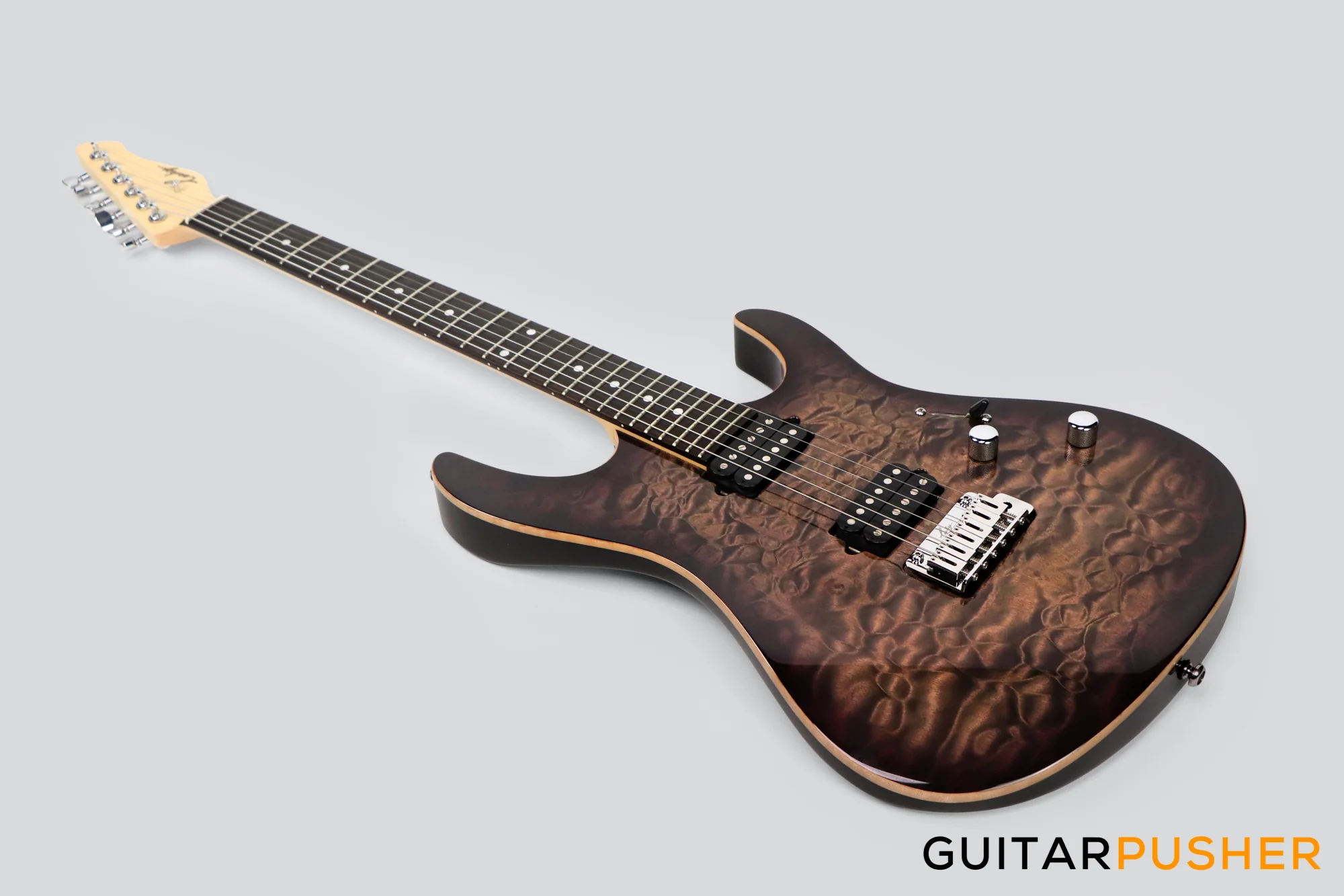 Leeky L-Series L25 S Style Electric Guitar (Flamed Maple Top/Rosewood Fingerboard) - Transblack - Image 5