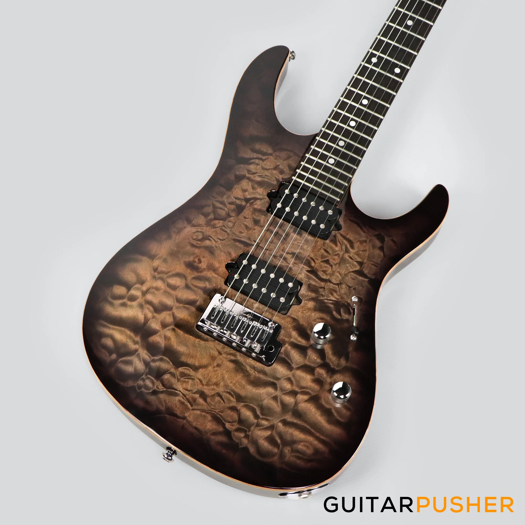 Leeky L-Series L25 S Style Electric Guitar (Flamed Maple Top/Rosewood Fingerboard) - Transblack - Image 6