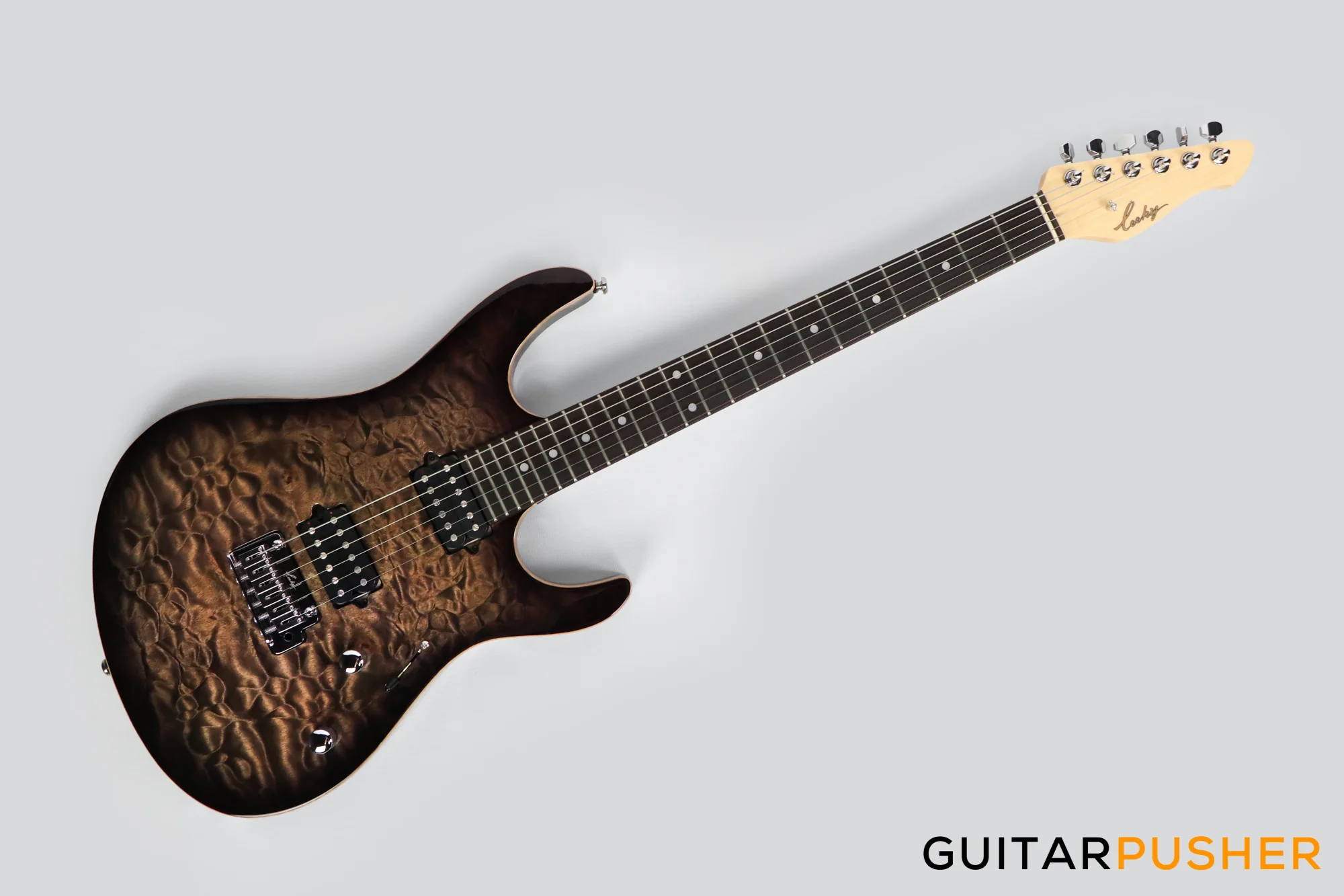 Leeky L-Series L25 S Style Electric Guitar (Flamed Maple Top/Rosewood Fingerboard) - Transblack - Image 7