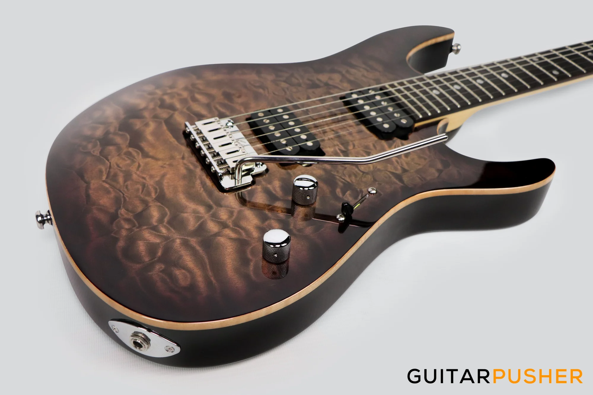 Leeky L-Series L25 S Style Electric Guitar (Flamed Maple Top/Rosewood Fingerboard) - Transblack - Image 8
