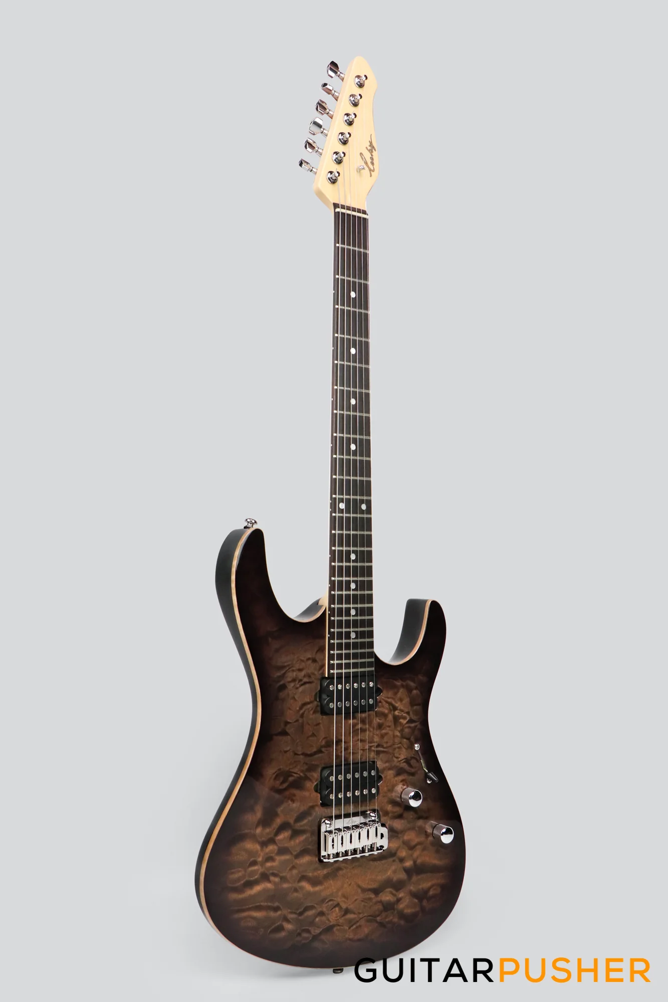 Leeky L-Series L25 S Style Electric Guitar (Flamed Maple Top/Rosewood Fingerboard) - Transblack - Image 9