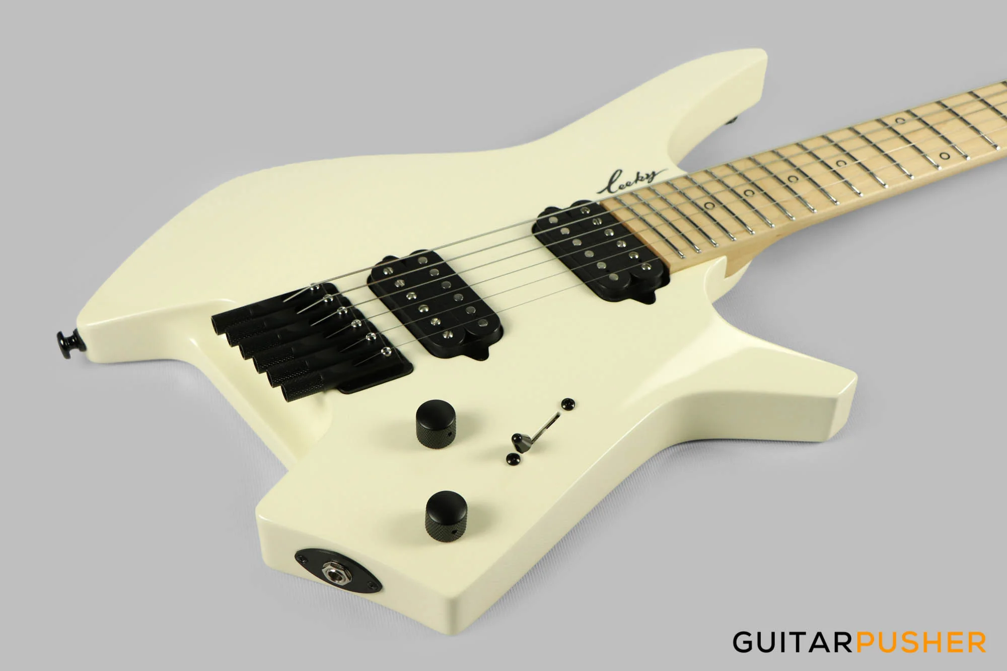 Leeky X-Series X10 Headless Electric Guitar Basswood Body Maple Neck - Pearl White - Image 10