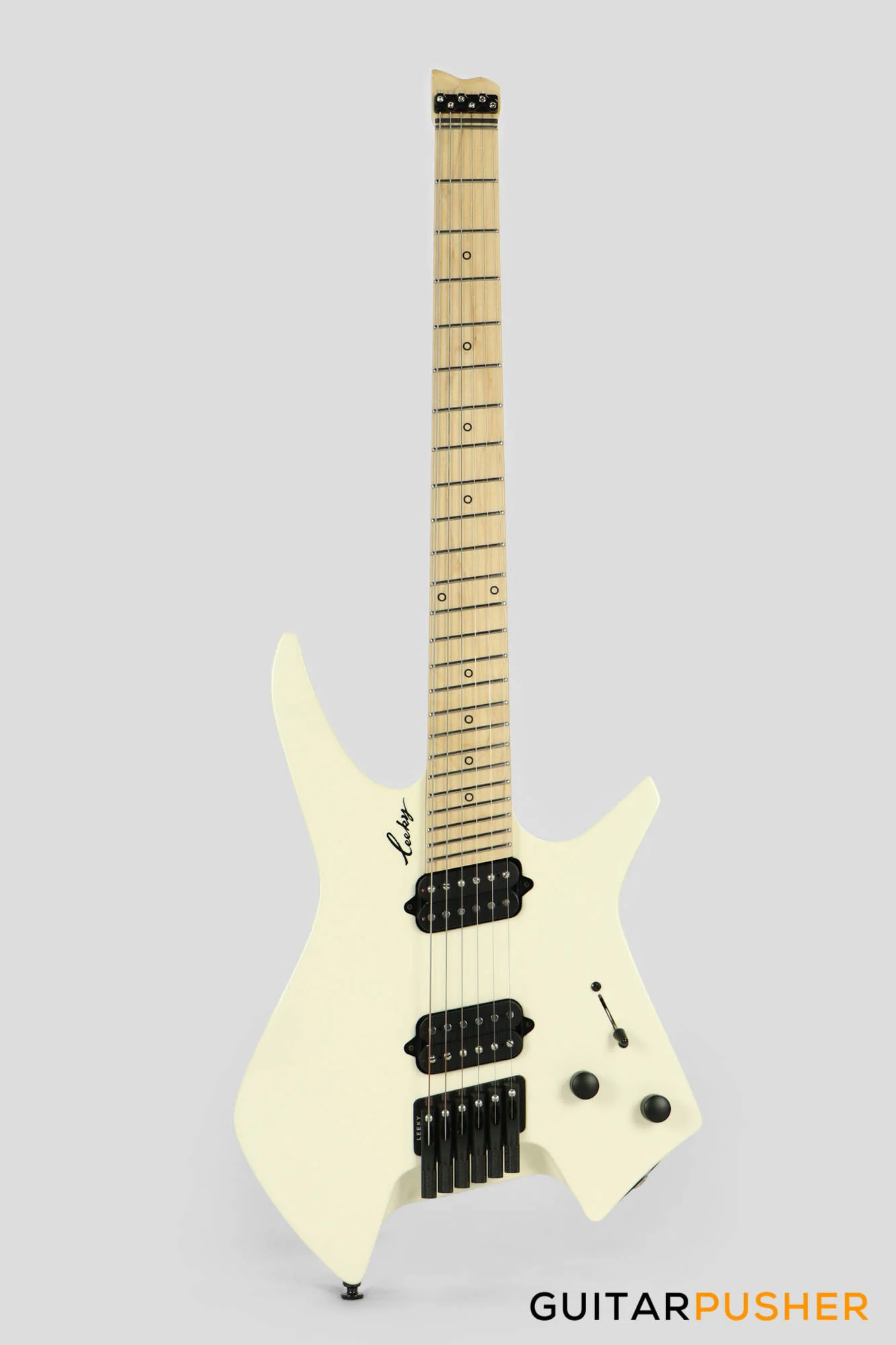 Leeky X-Series X10 Headless Electric Guitar Basswood Body Maple Neck - Pearl White - Image 2