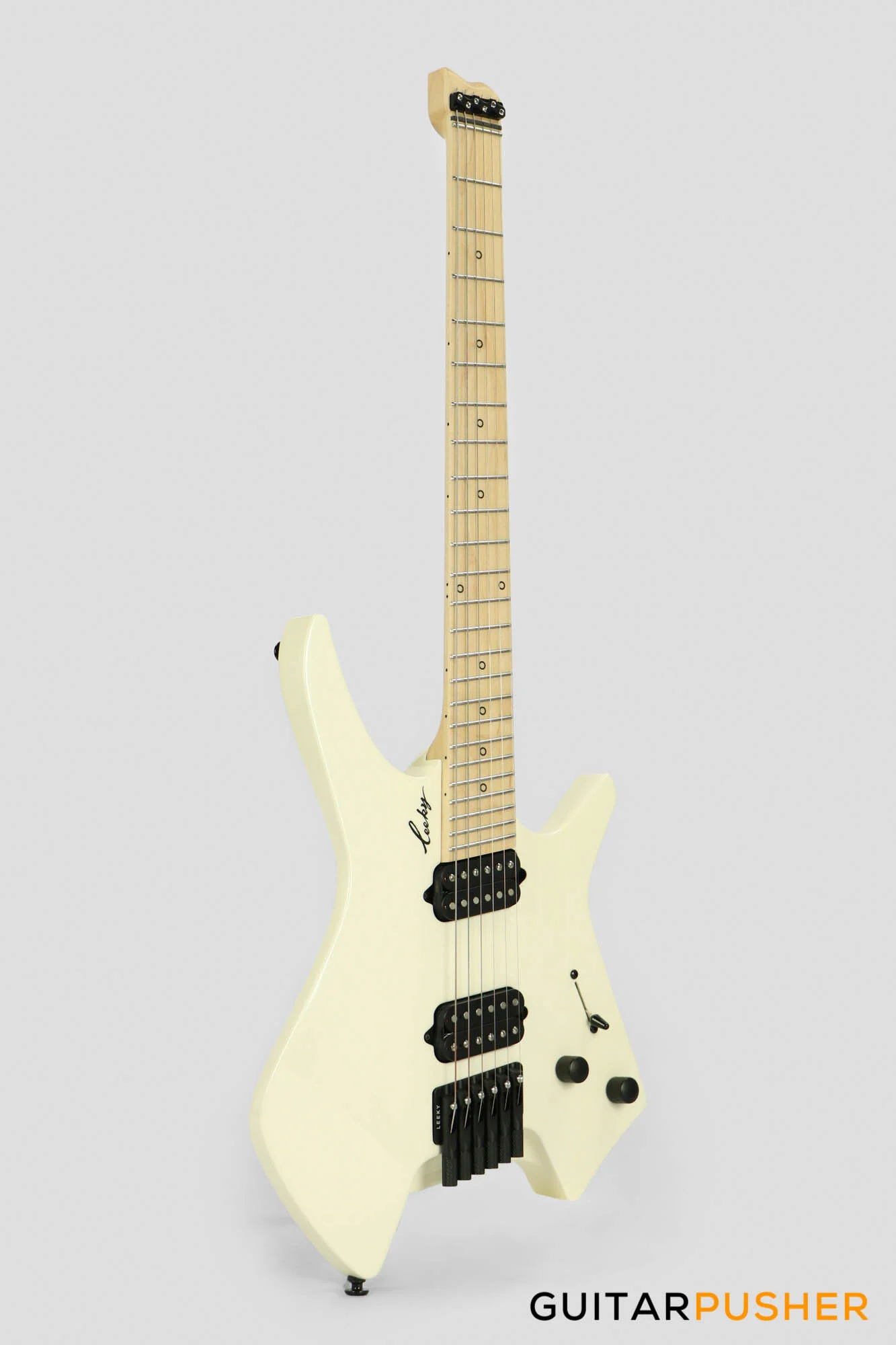 Leeky X-Series X10 Headless Electric Guitar Basswood Body Maple Neck - Pearl White - Image 3