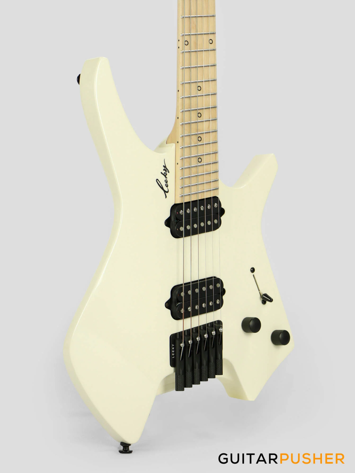 Leeky X-Series X10 Headless Electric Guitar Basswood Body Maple Neck - Pearl White - Image 4