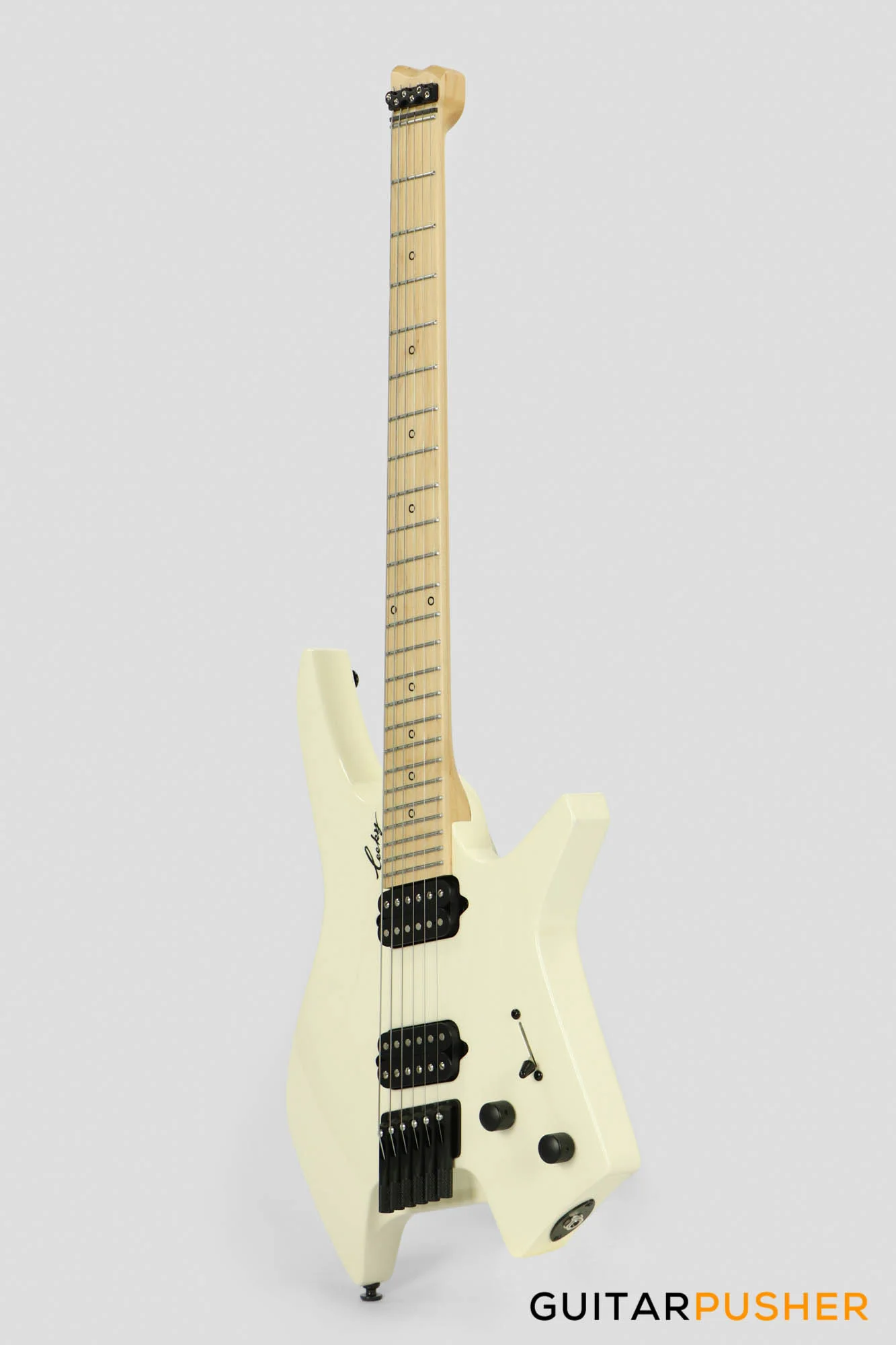 Leeky X-Series X10 Headless Electric Guitar Basswood Body Maple Neck - Pearl White - Image 6