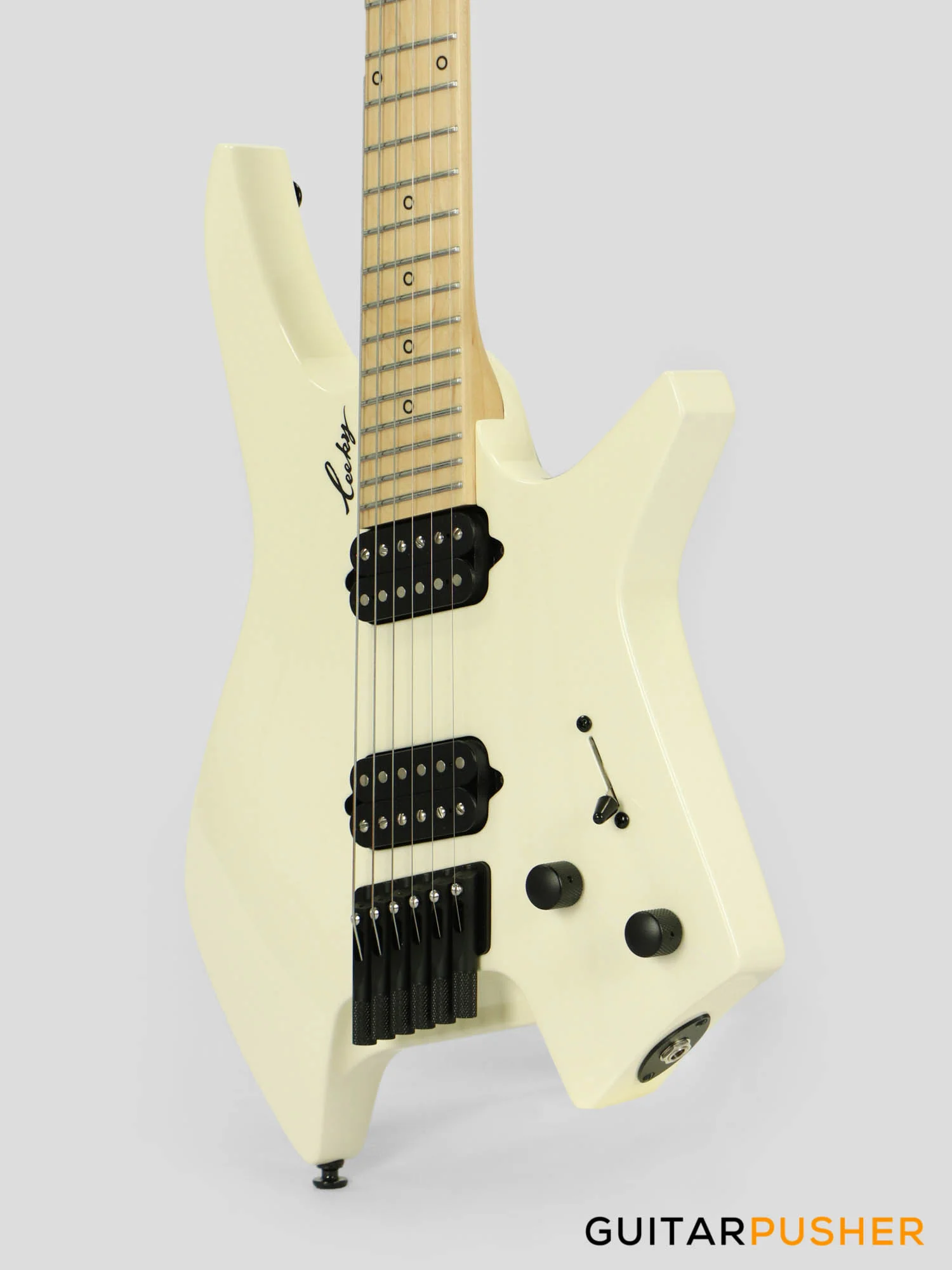 Leeky X-Series X10 Headless Electric Guitar Basswood Body Maple Neck - Pearl White - Image 7