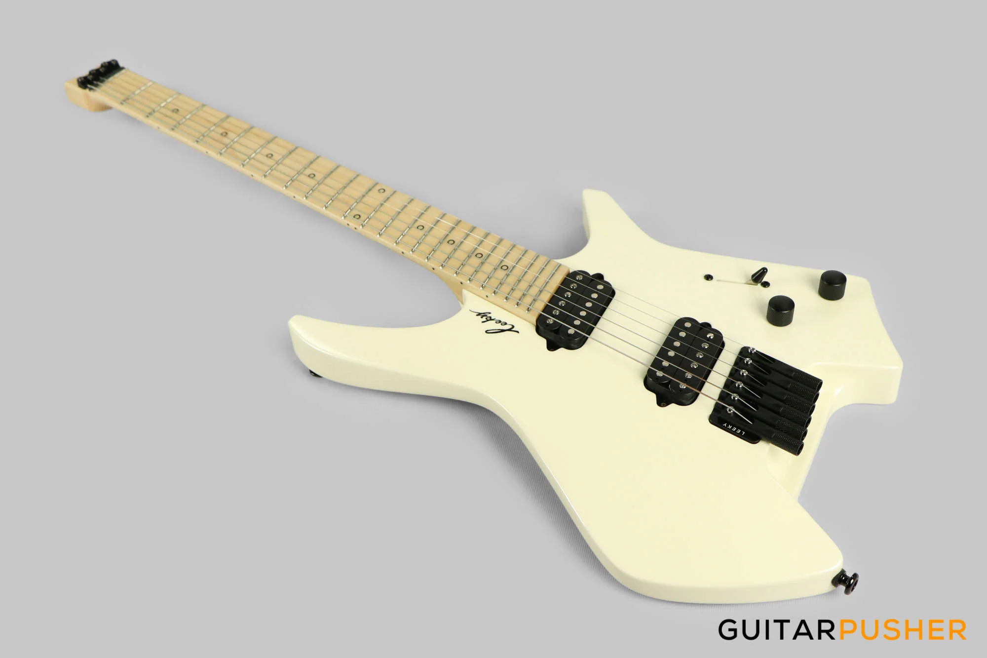 Leeky X-Series X10 Headless Electric Guitar Basswood Body Maple Neck - Pearl White - Image 8