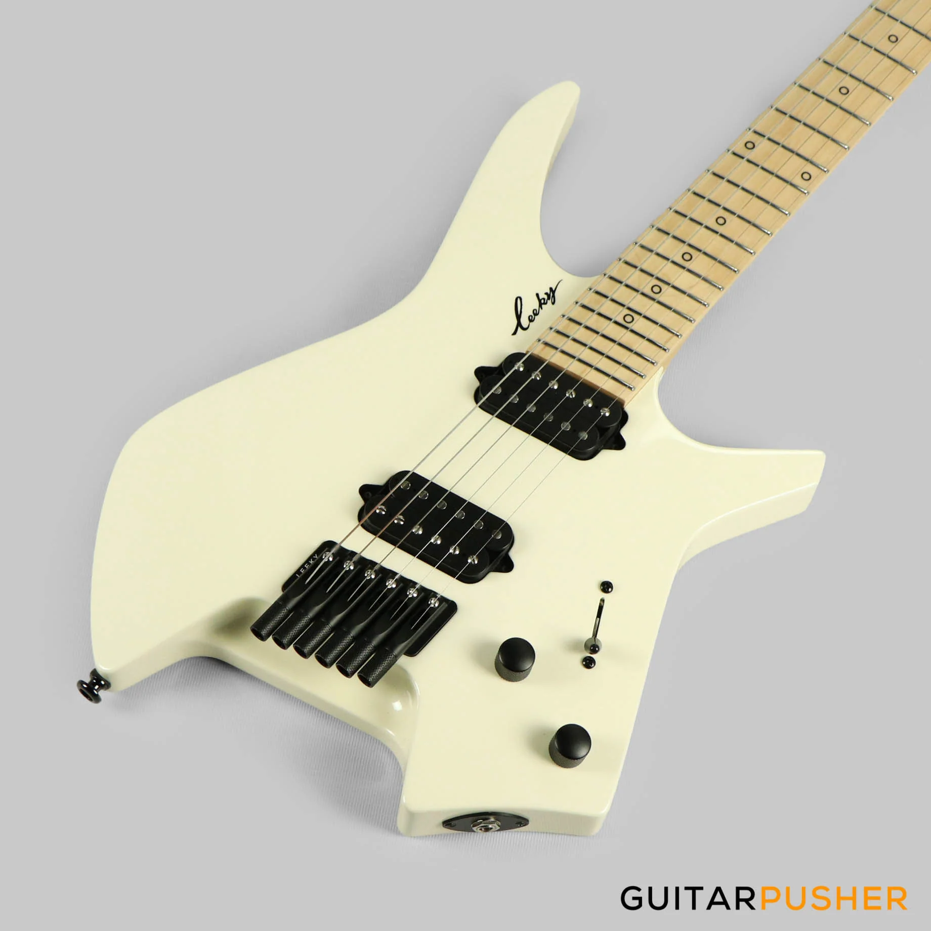 Leeky X-Series X10 Headless Electric Guitar Basswood Body Maple Neck - Pearl White - Image 9