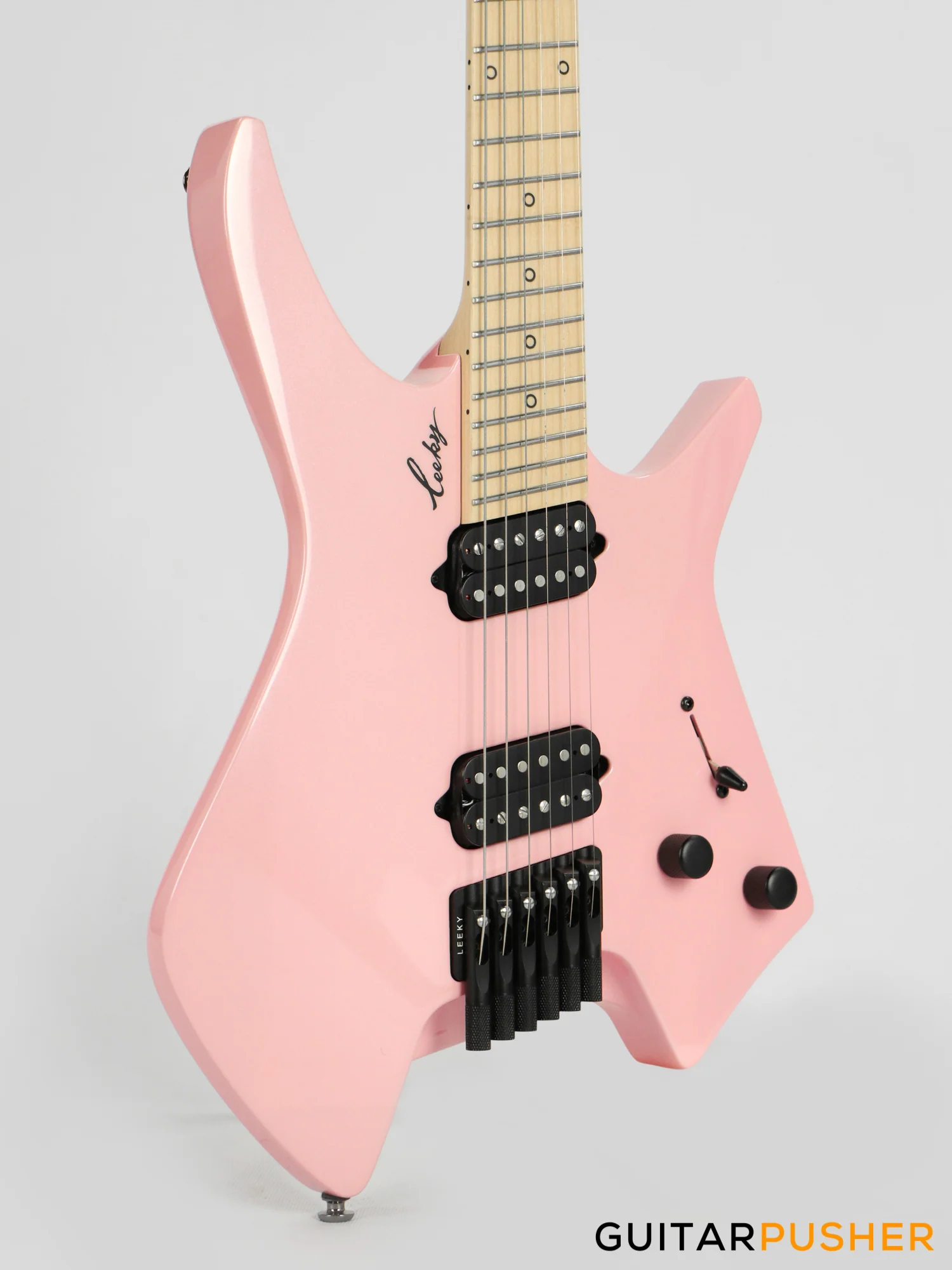 Leeky X-Series X10 Headless Electric Guitar - Pink - Image 4