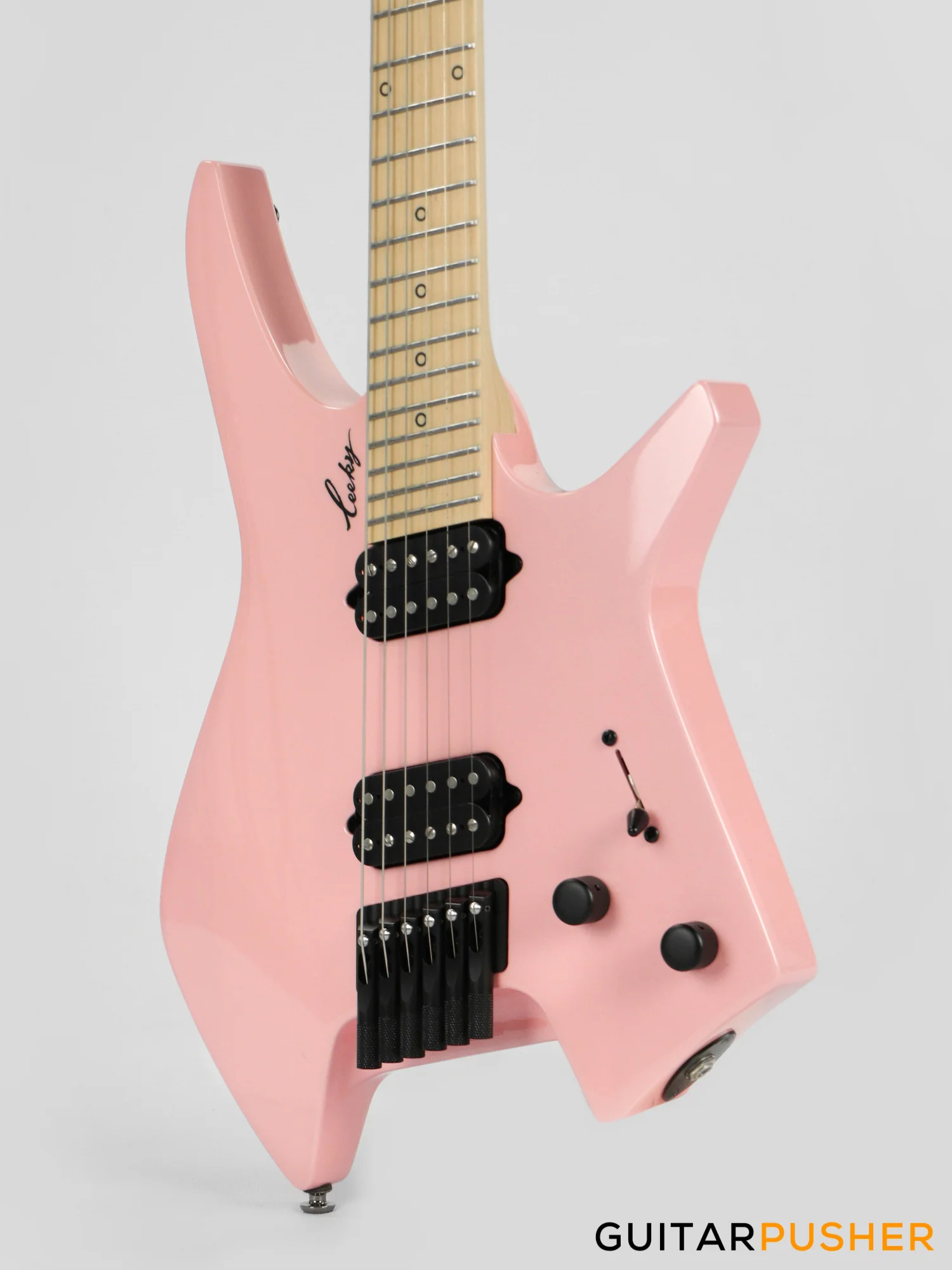 Leeky X-Series X10 Headless Electric Guitar - Pink - Image 7