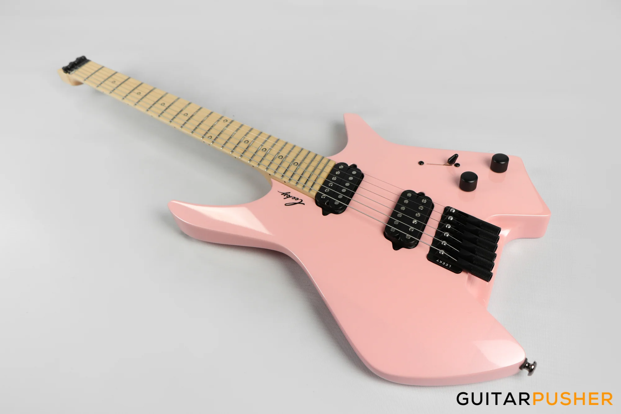 Leeky X-Series X10 Headless Electric Guitar - Pink - Image 8