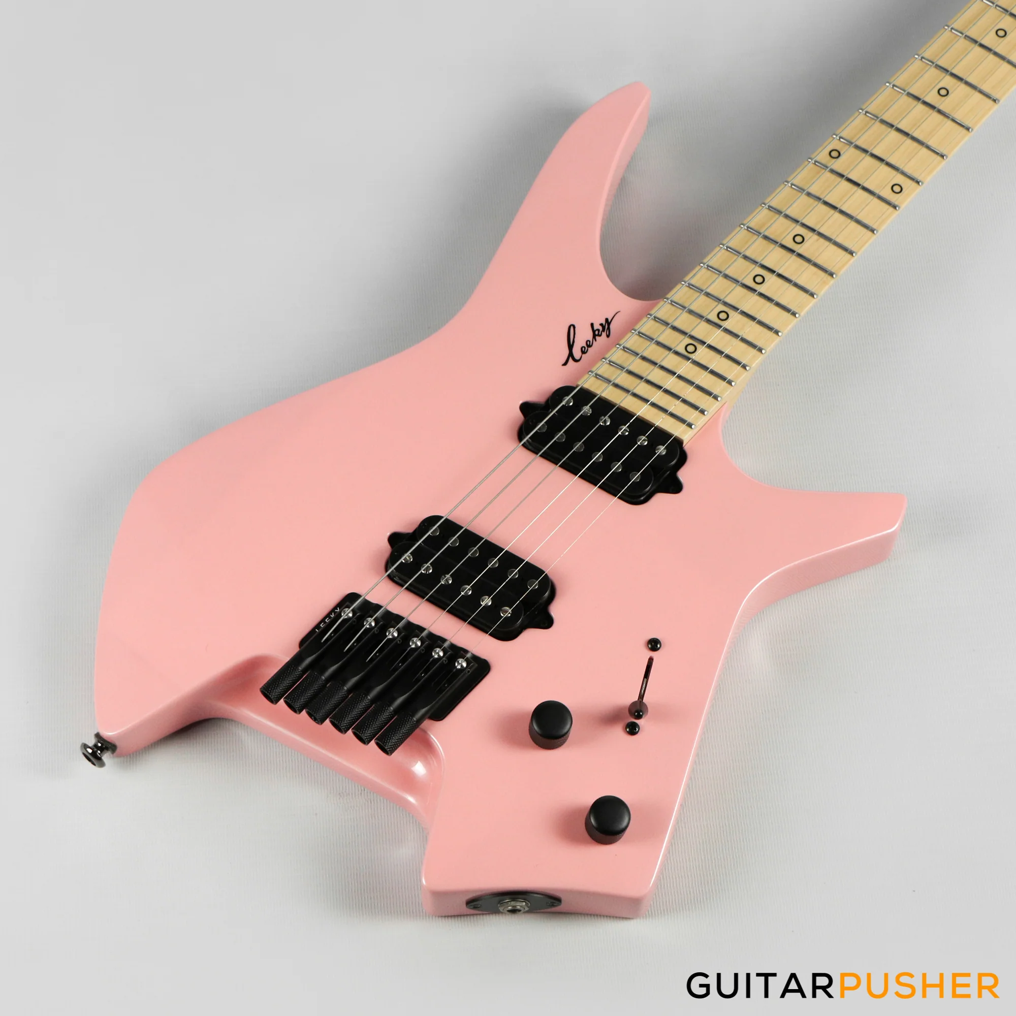 Leeky X-Series X10 Headless Electric Guitar - Pink - Image 9