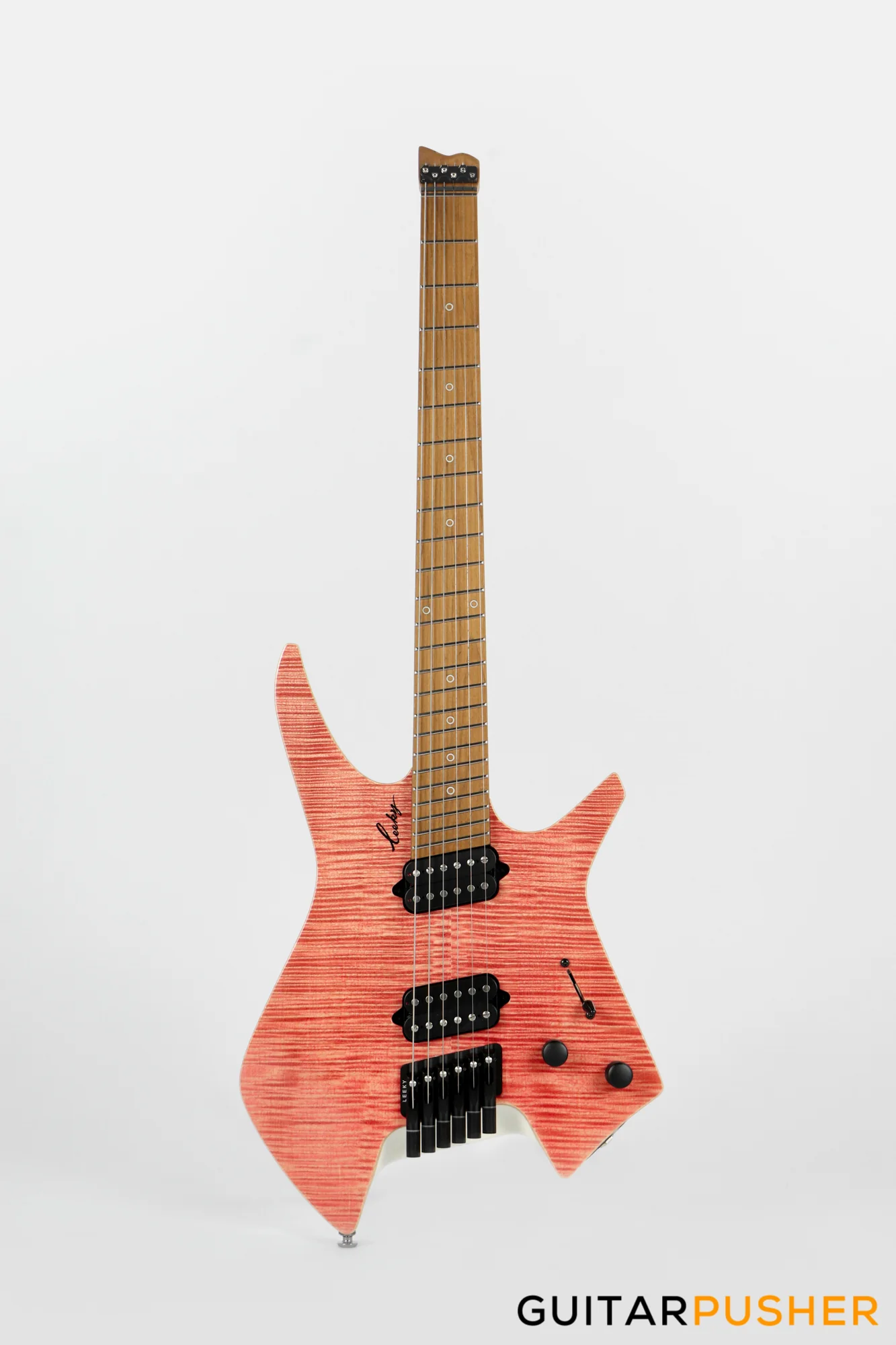 Leeky X-Series X25 Headless Electric Guitar - Pink Burst - Image 2