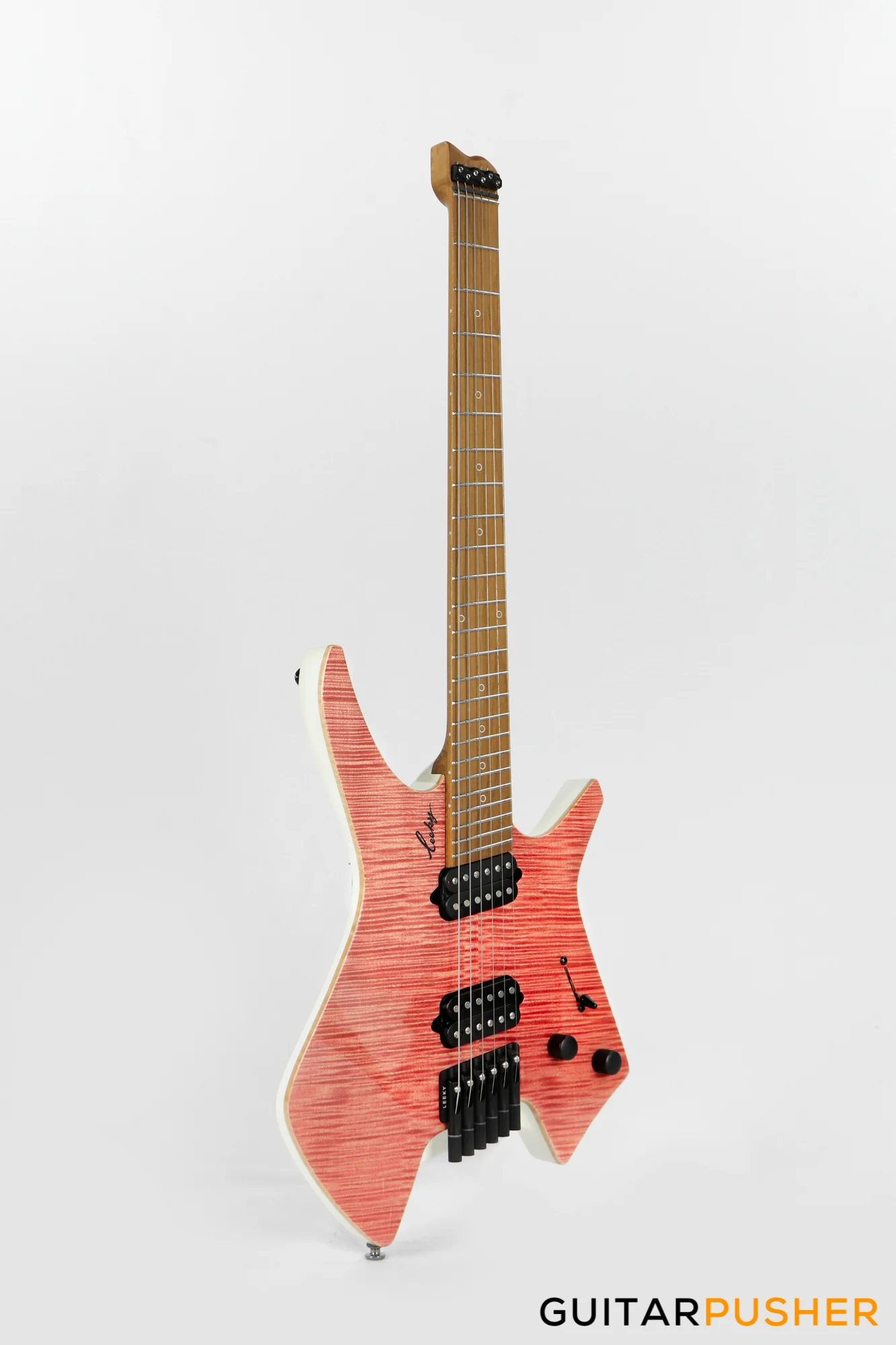Leeky X-Series X25 Headless Electric Guitar - Pink Burst - Image 3